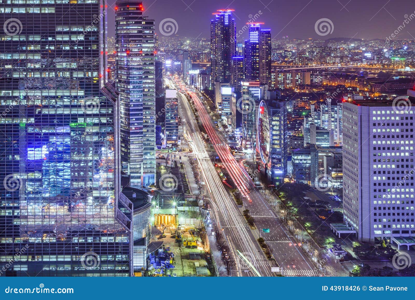 seoul, south korea cityscape at night