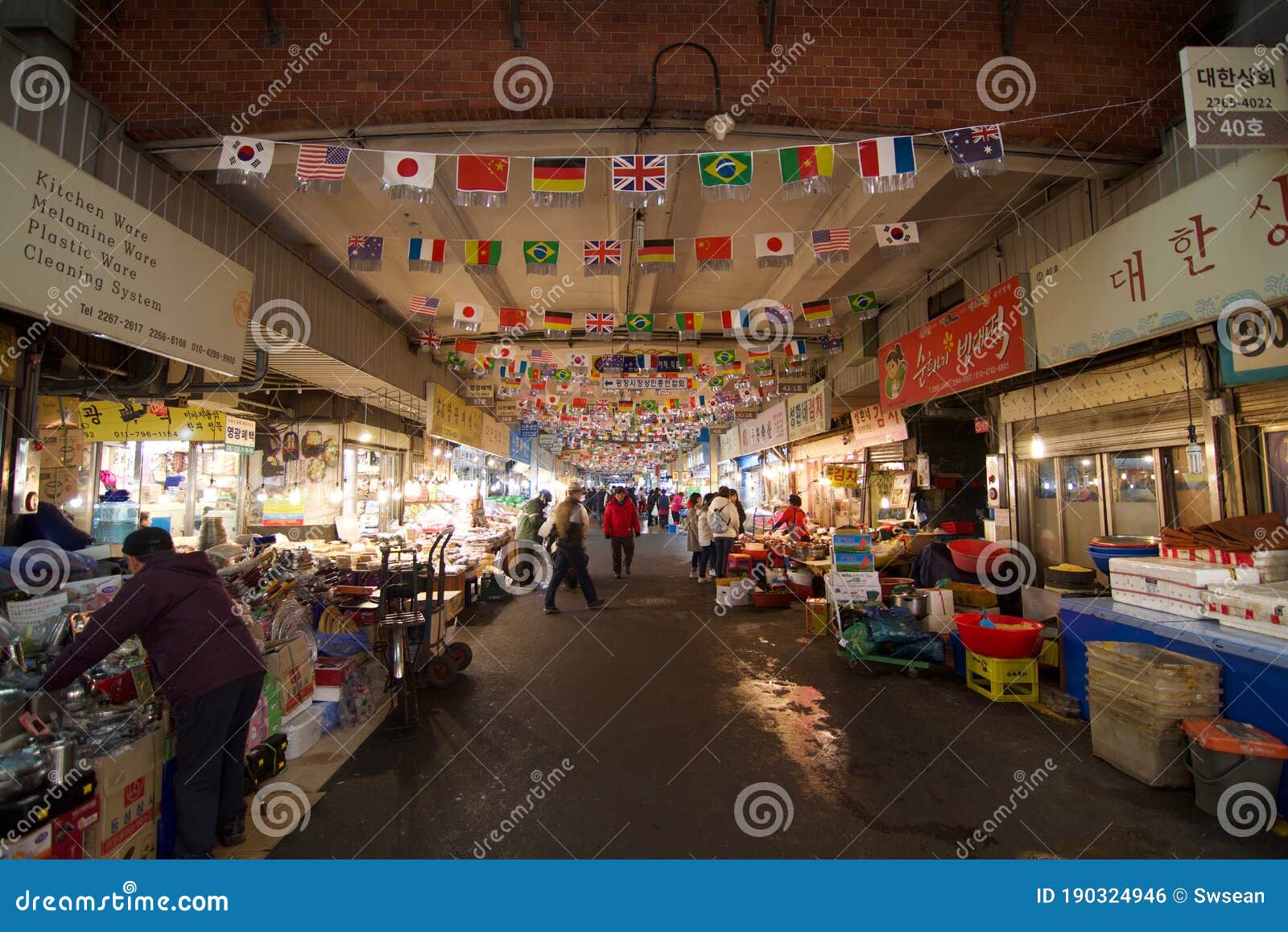 Seoul food market street editorial photo. Image of aliment - 190324946