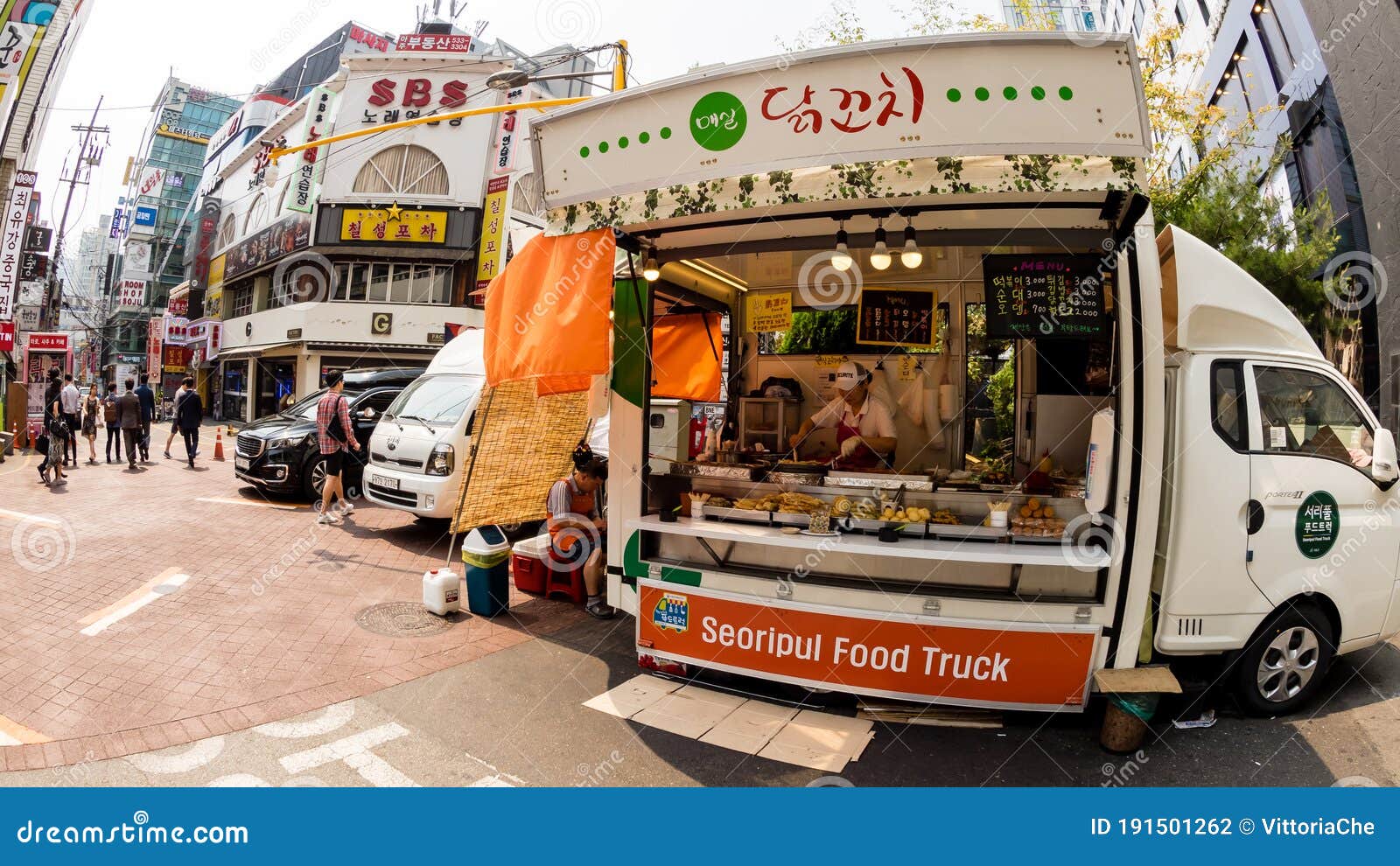 Seoul, South Korea - June 16, 2017: Food Truck with Fast Food at the