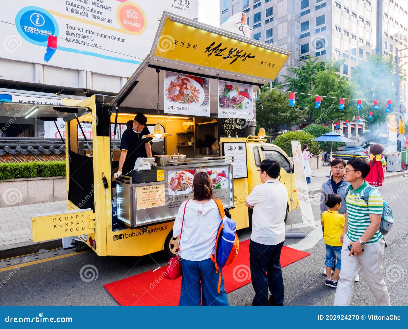 Seoul, South Korea - June 17, 2017: People Queuing Up at the Food Truck