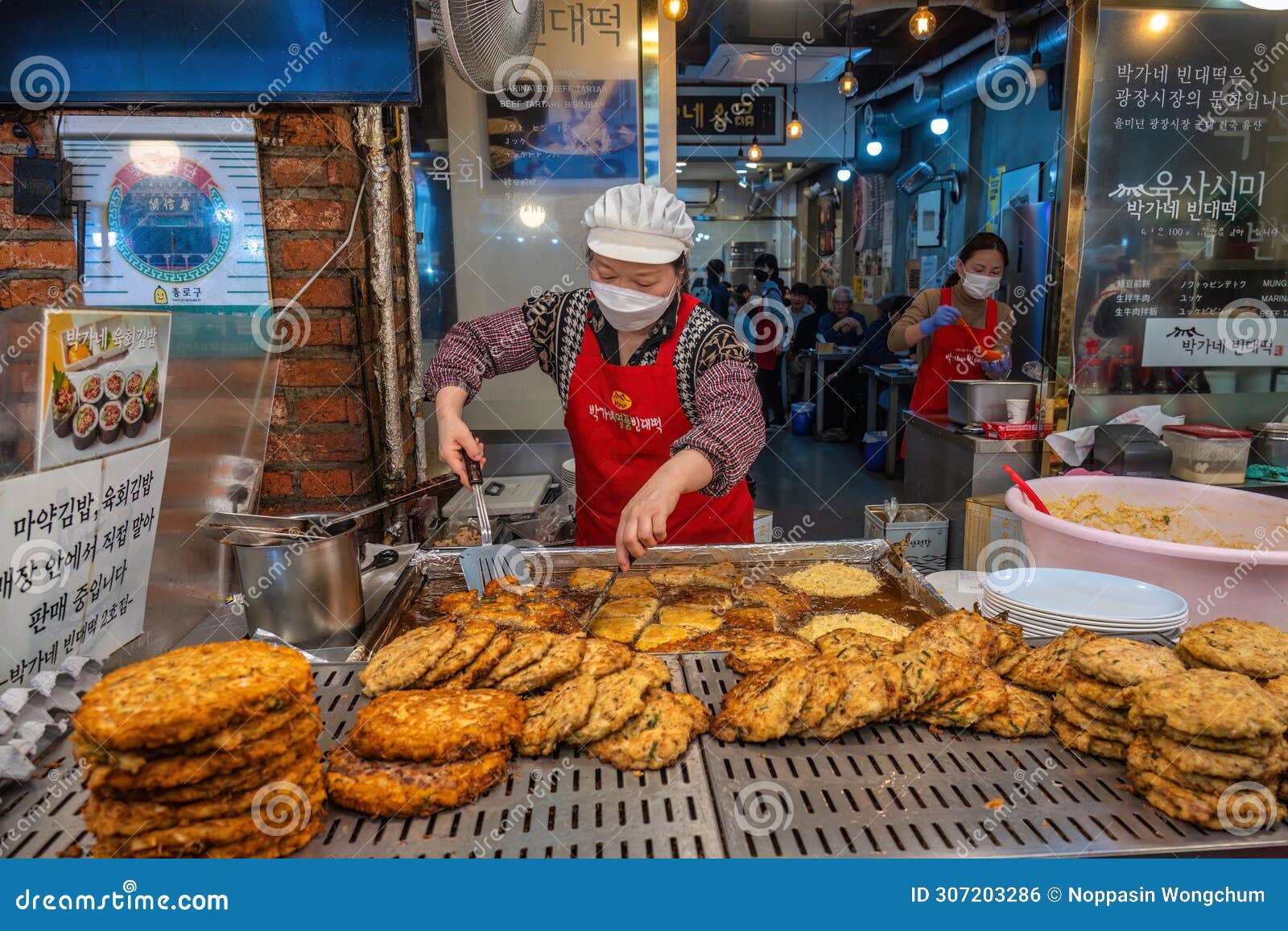 Seoul, South Korea Street Food Stall at Gwangjang Market Editorial