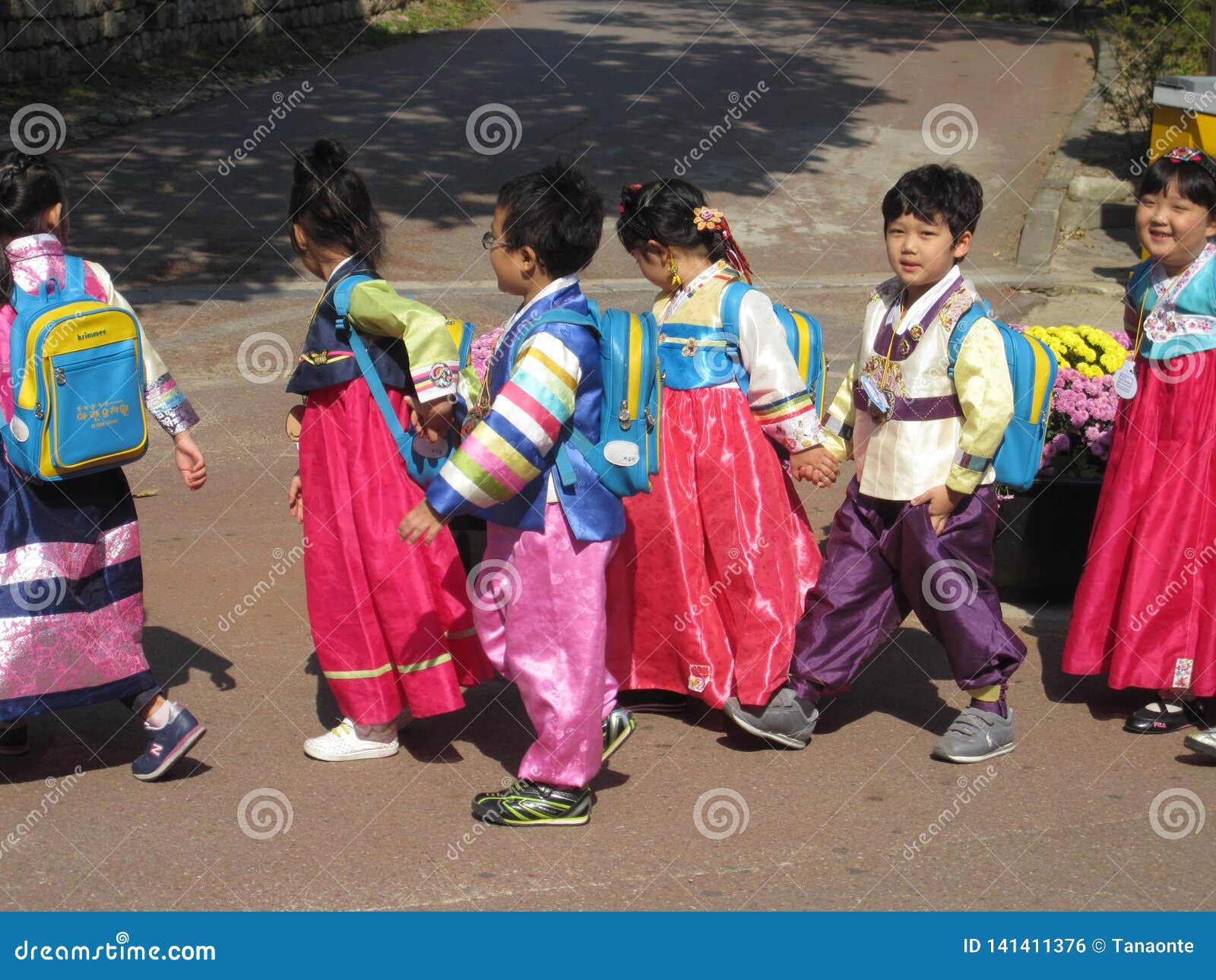 Korean Kids Playing In A Fountain At Seogwipo, Jeju Island, South Korea ...