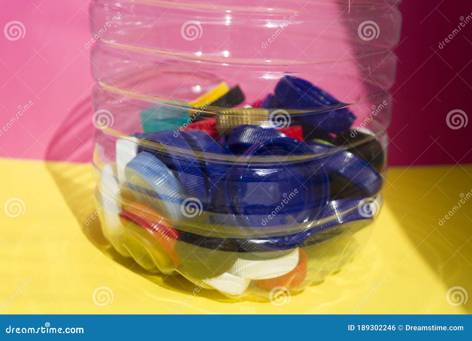 Separate Garbage Collection.separate Collection of Plastic Caps Stock