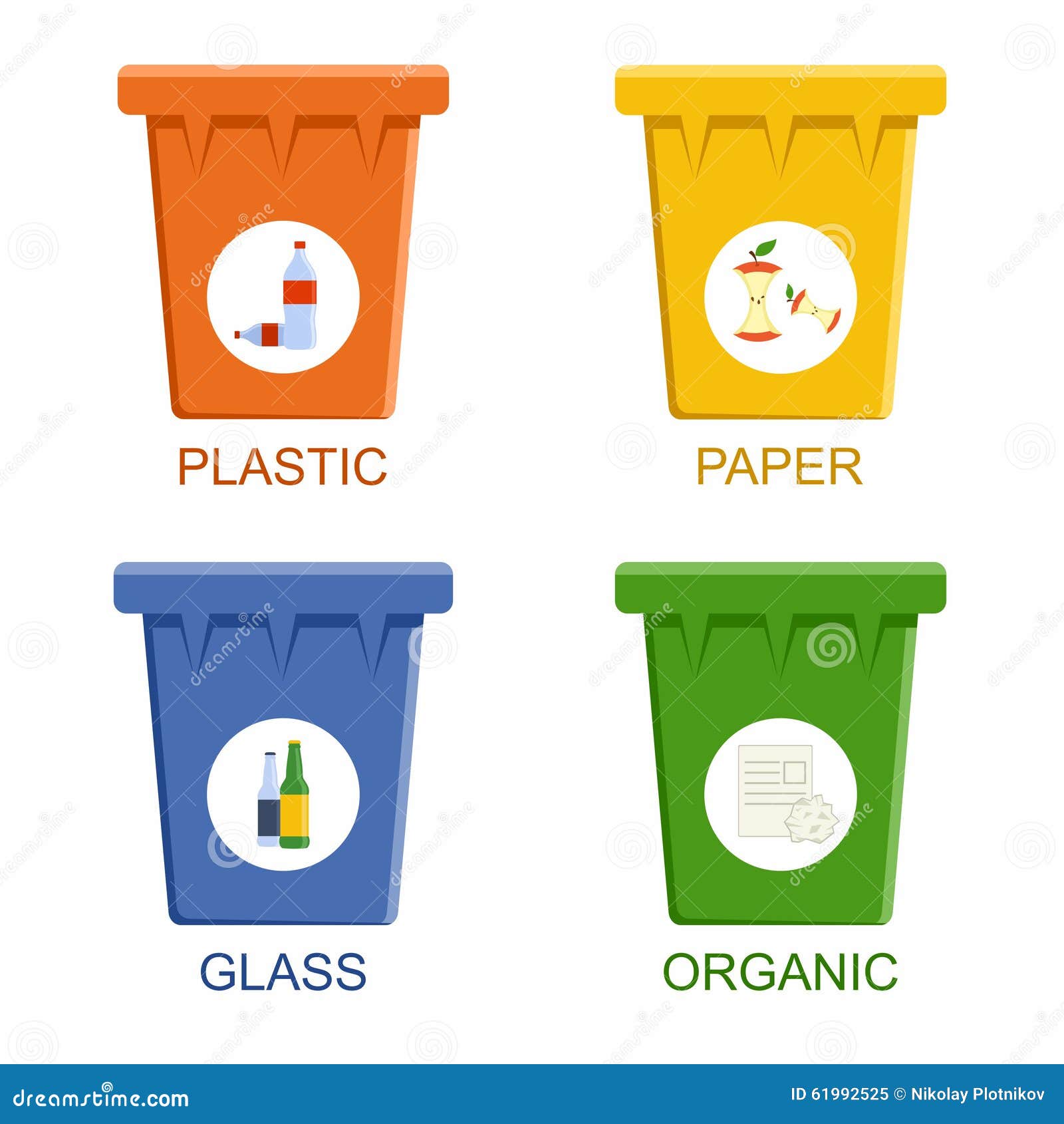 separation recycling bins. waste segregation management concept.