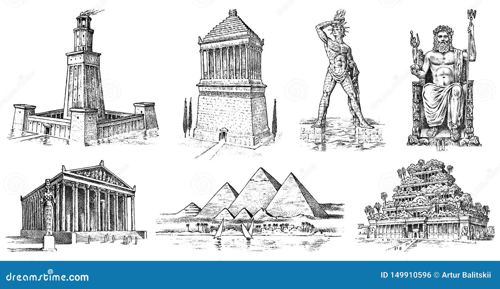 Sept Merveilles Du Monde Antique Pyramide De Gizeh Jardins