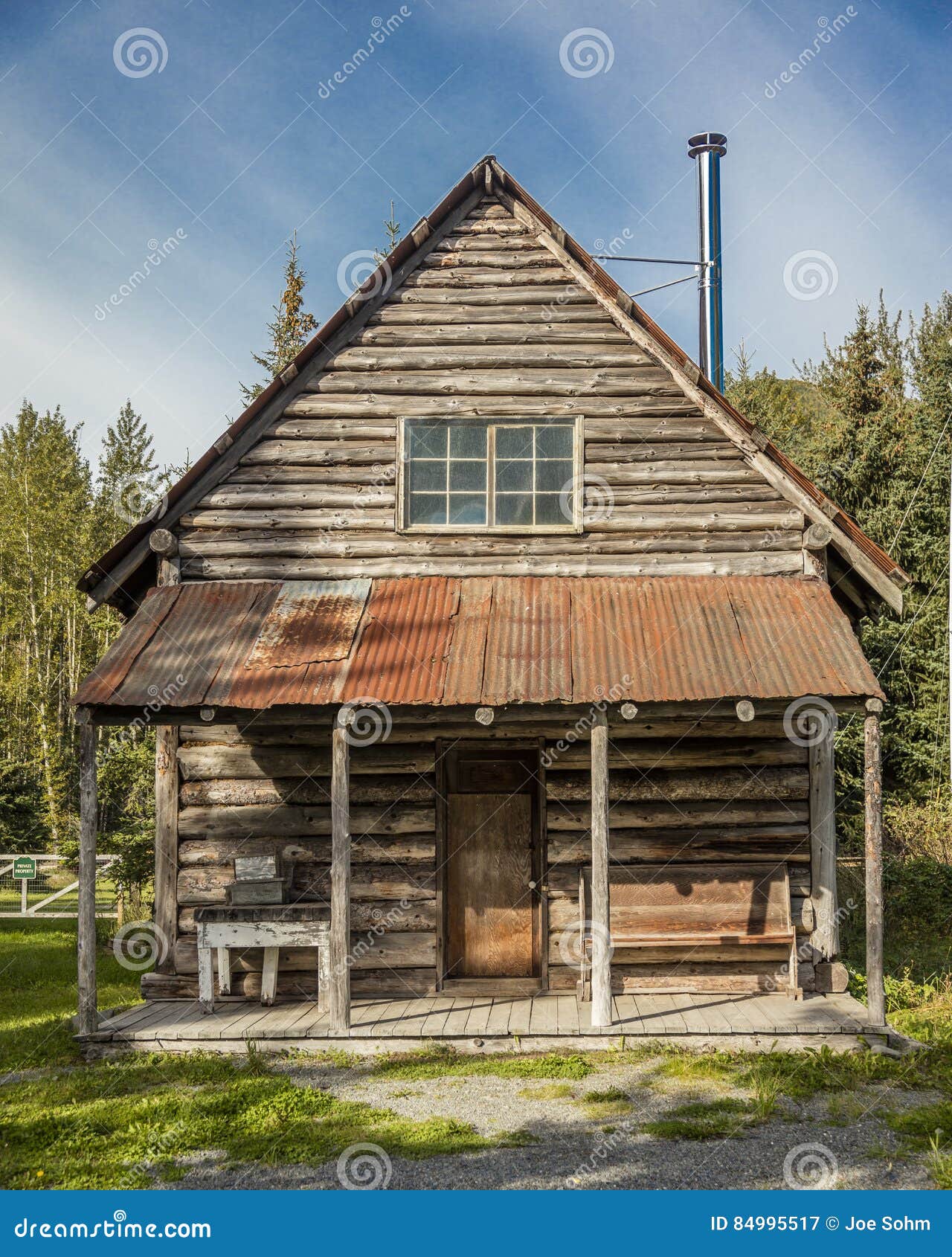 September 3, 2016 Alaskan Historic Log Cabin Hope, Alaska Stock Image