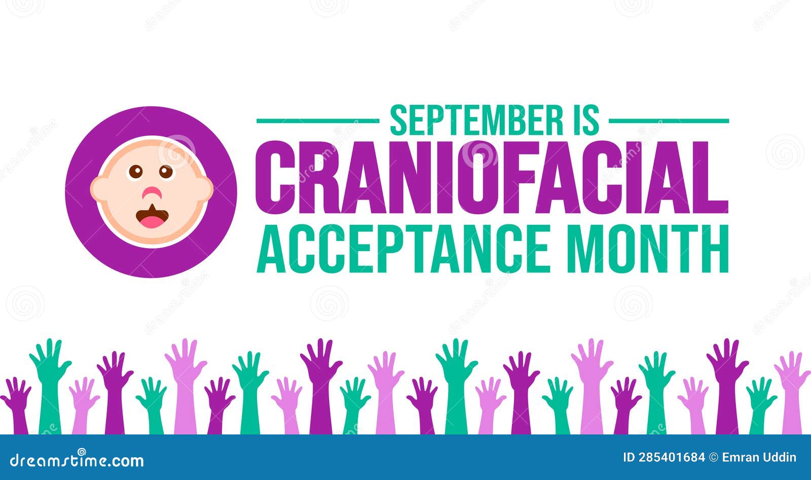 september is craniofacial acceptance month month background template. holiday concept.