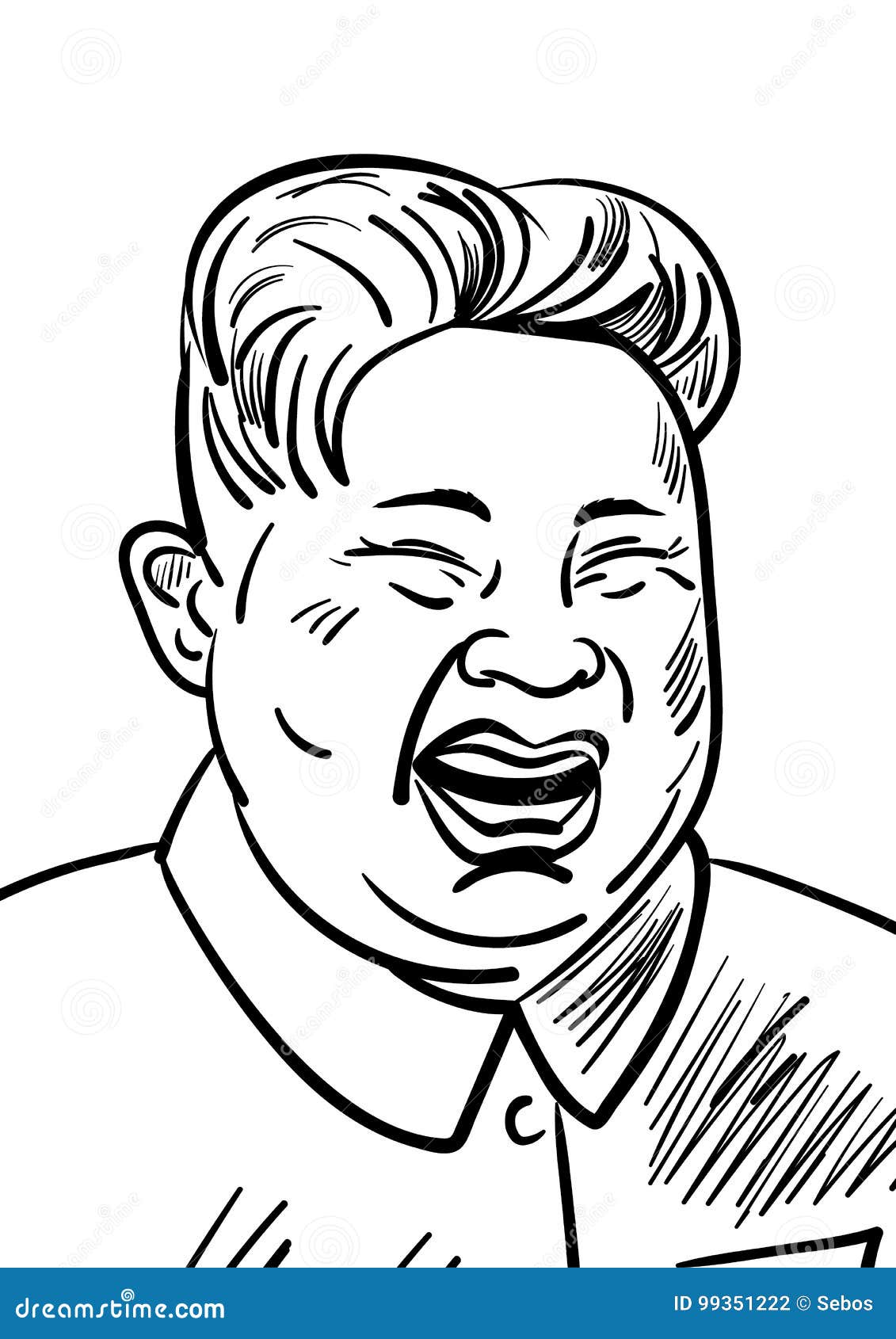 September 06, 2017: Hand Drawn Portrait of the Smilling Leader of North