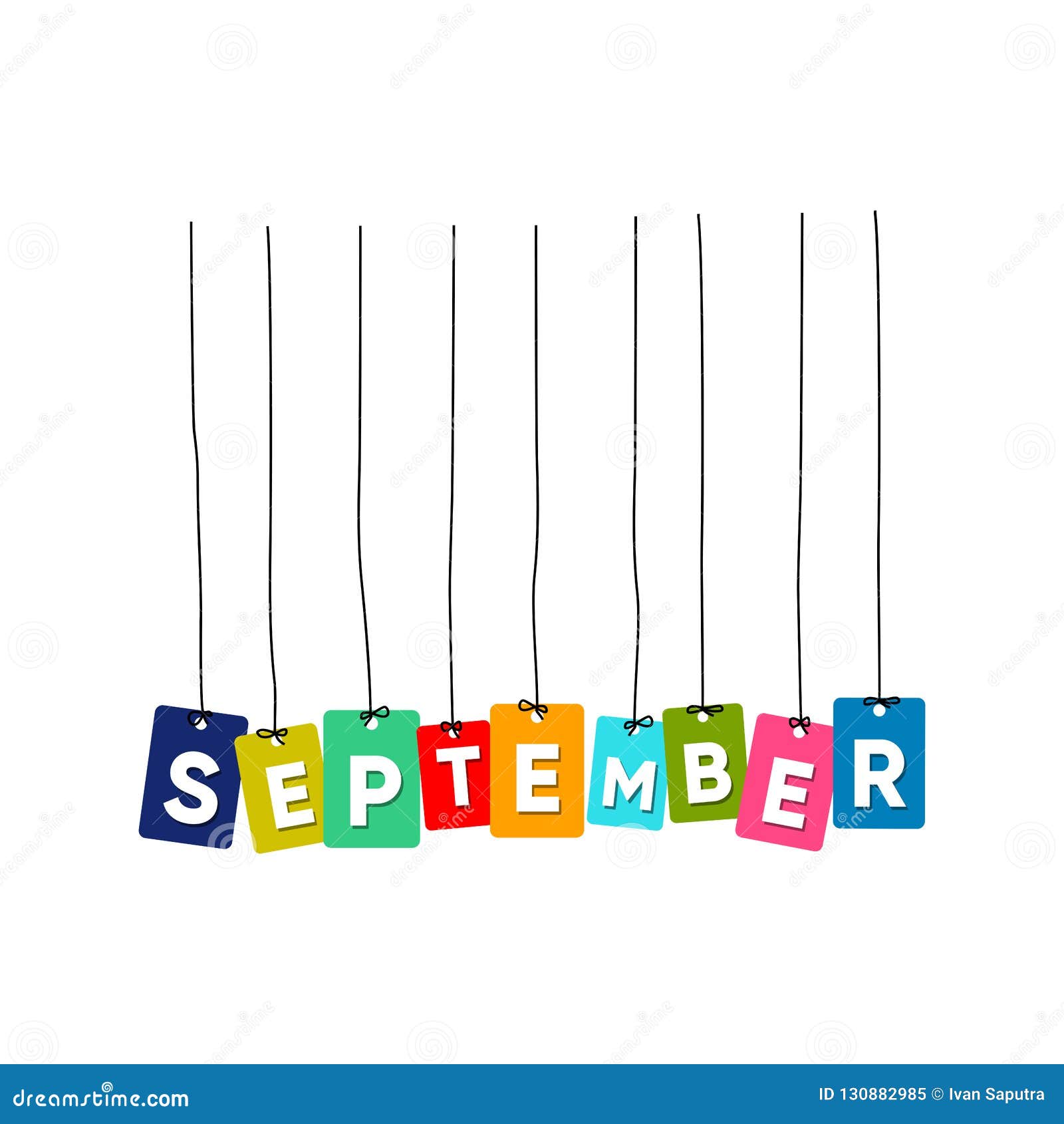 September Hanging Words Vector, Colourful Words Vector Stock Vector ...