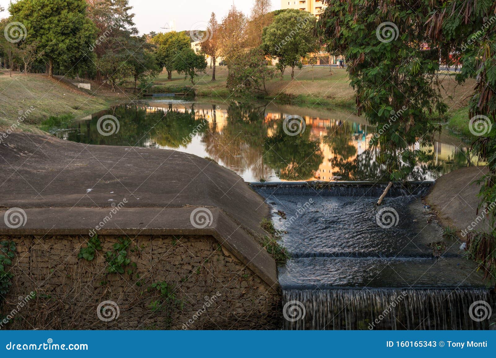 small waterfall along the river, in the ecological park, in indaiatuba, brazil