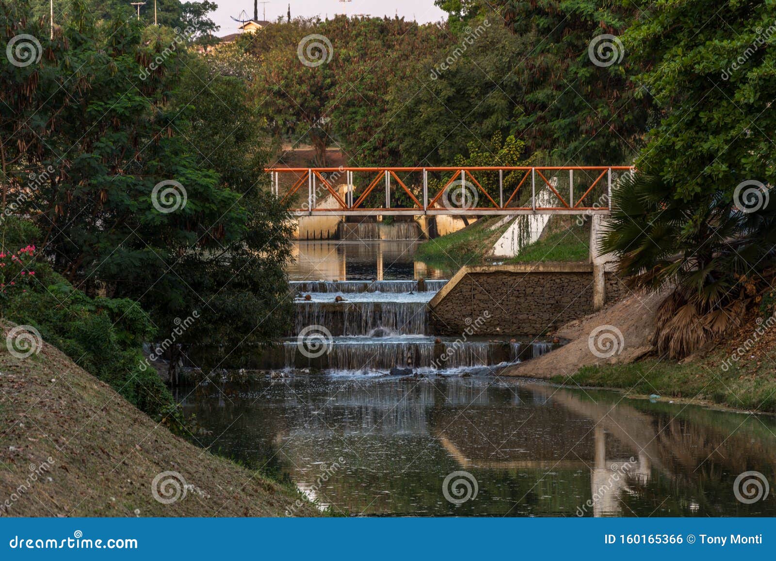 small waterfall along the river, in the ecological park, in indaiatuba, brazil