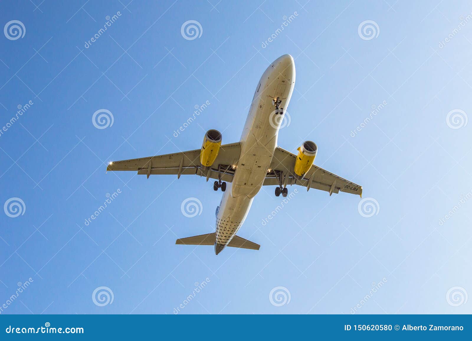plane taking off in barcelona airport el prat josep tarradellas, catalonia, spain.