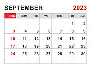 Calendar 2023 Template September 2023 Layout Printable Minimalist 