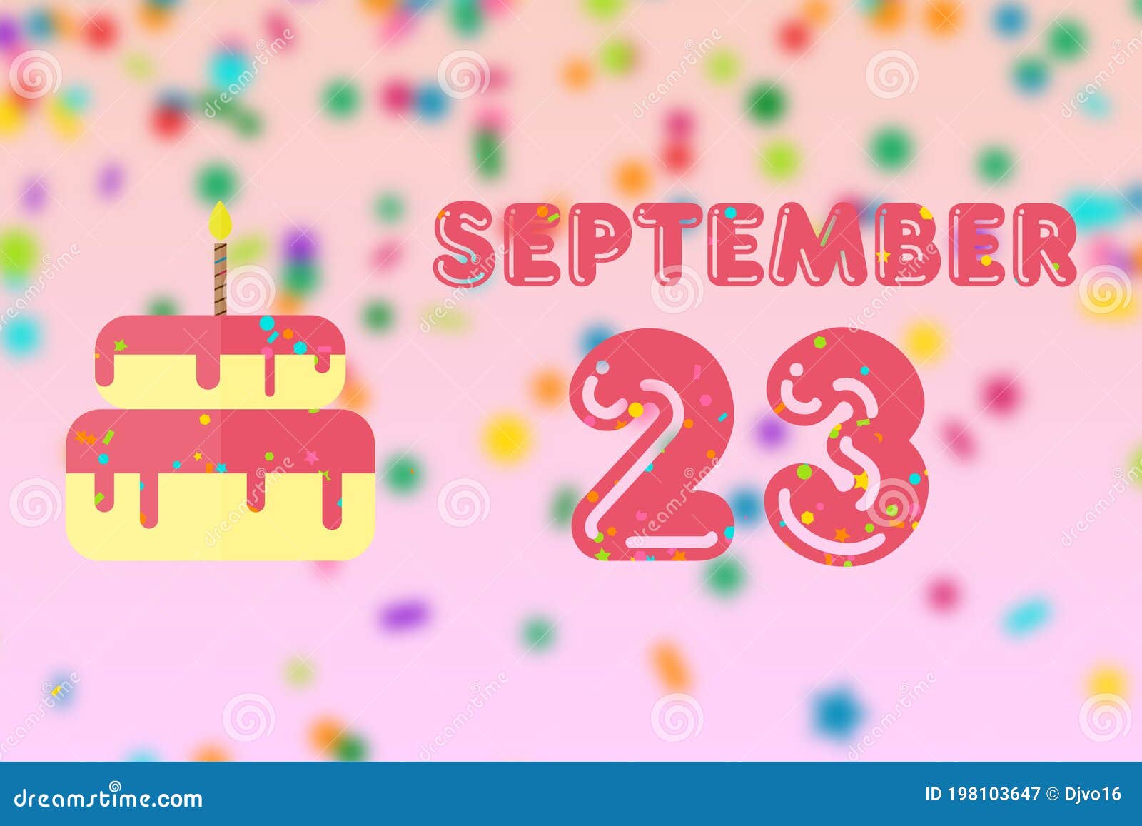 September 23rd. Day 23 of Month,Birthday Greeting Card with Date of