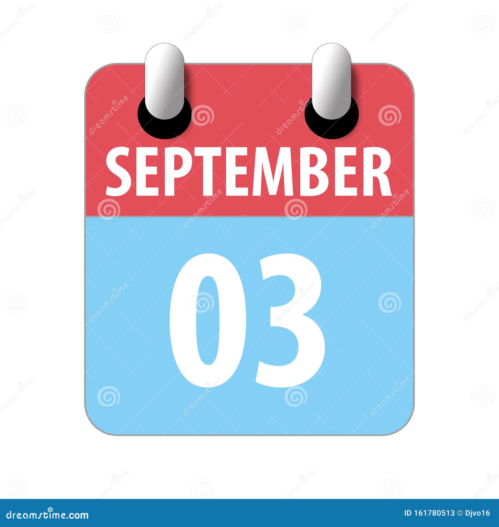 September 3rd. Day 3 of Month,Simple Calendar Icon on White Background