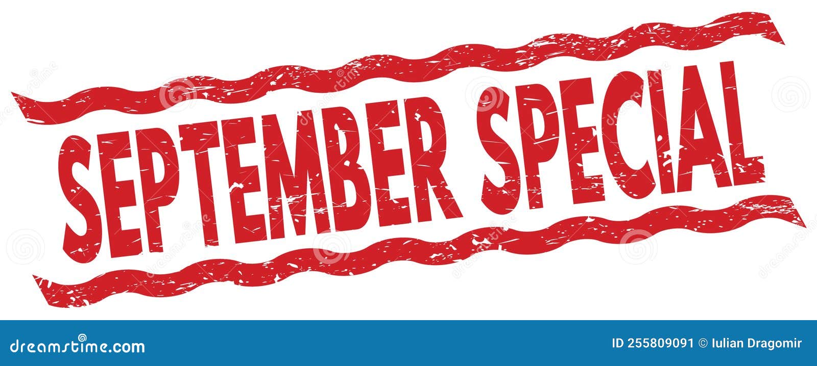 SEPTEMBER SPECIAL Text on Red Lines Stamp Sign Stock Illustration