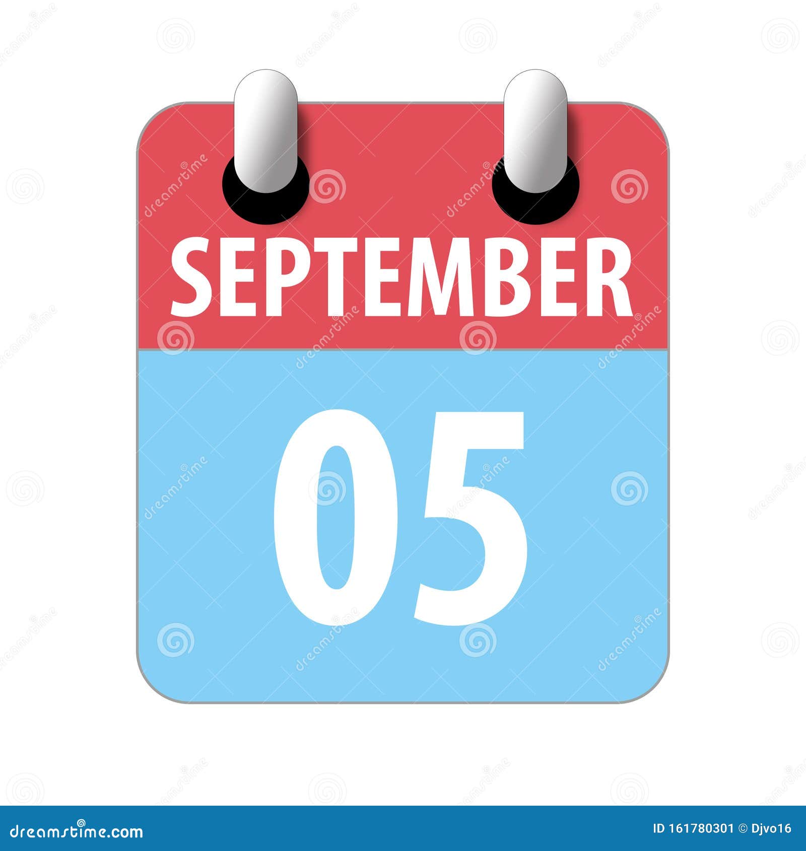 September 5th. Day 5 of Month,Simple Calendar Icon on White Background