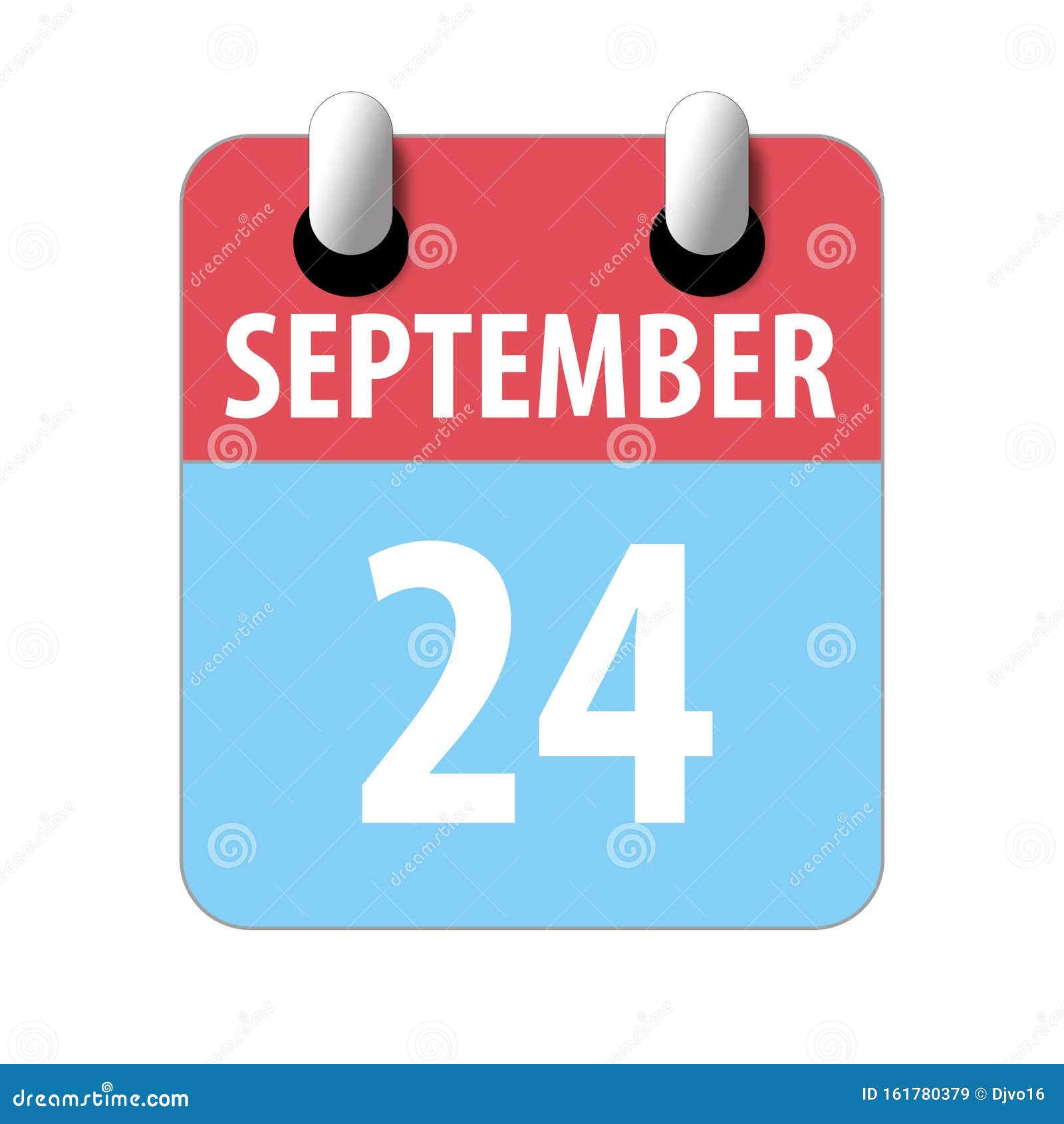 September 24th. Day 24 of Month,Simple Calendar Icon on White