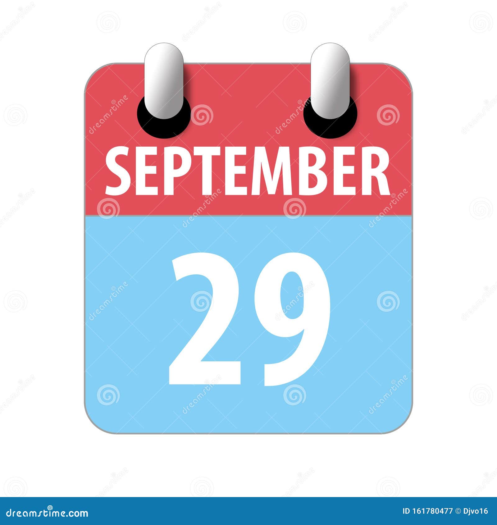 September 29th. Day 29 of Month,Simple Calendar Icon on White