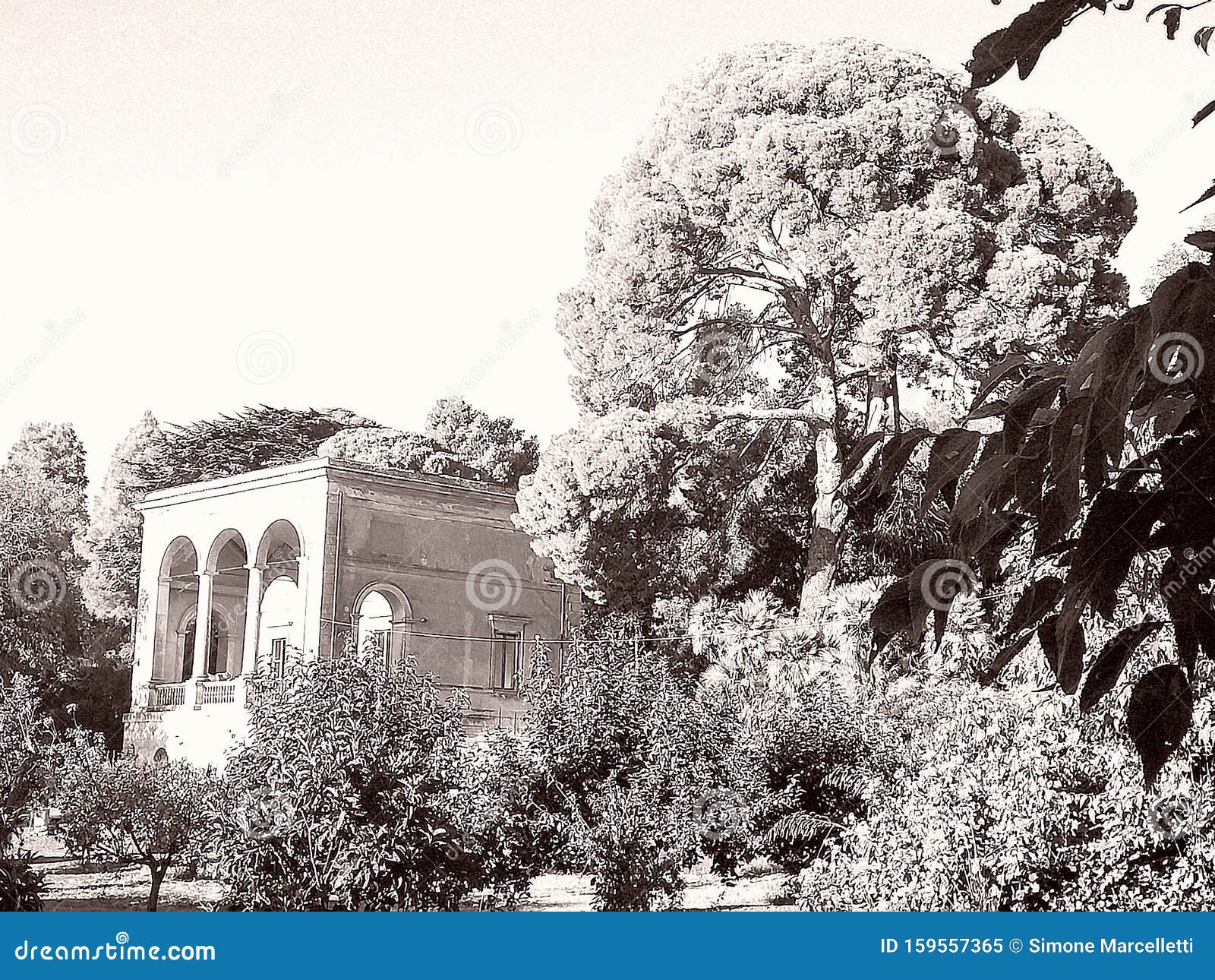 september 26, 2019, villa famiglia falgari of tarquinia italy of 1919 seen from an adjacent hill