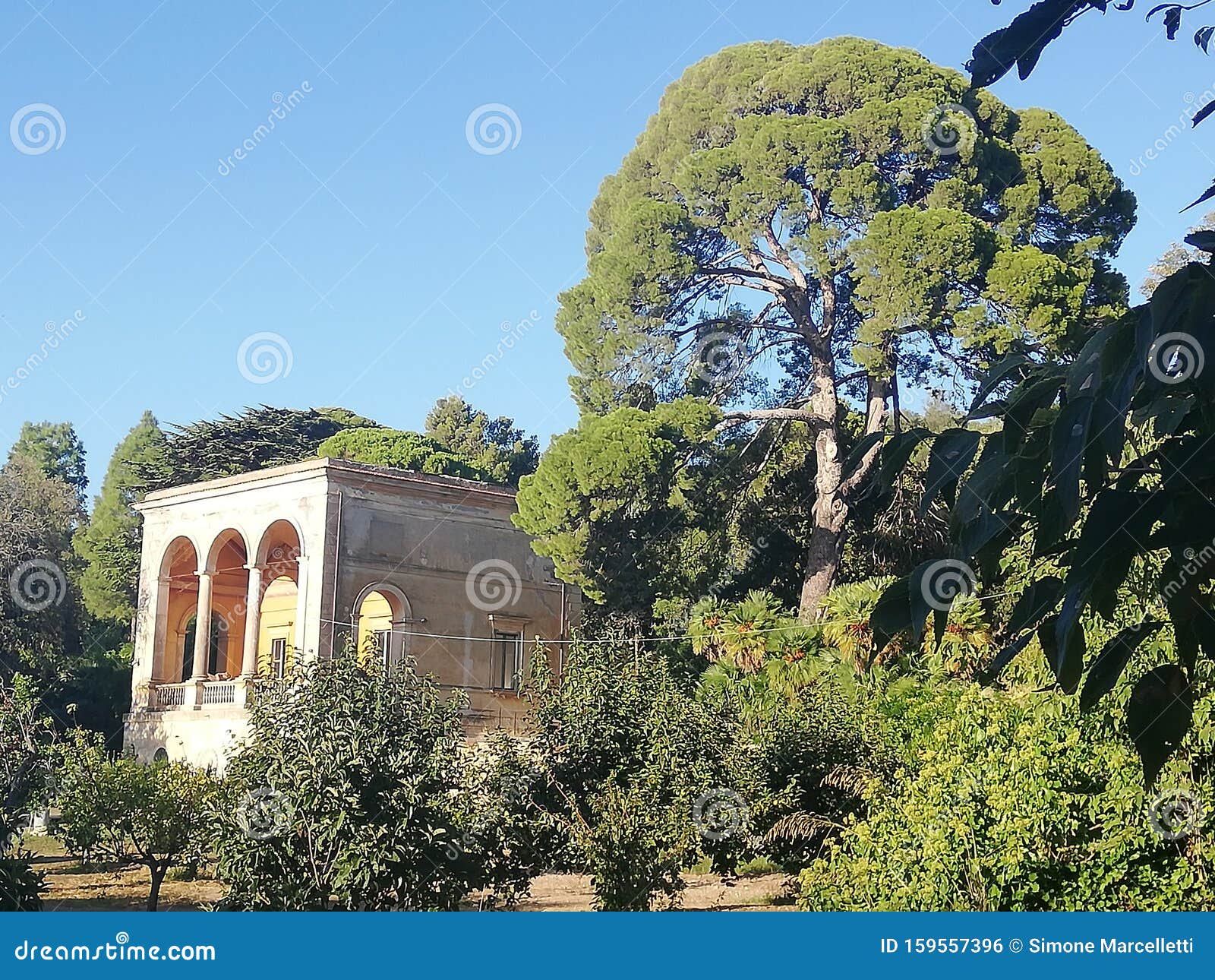 september 26, 2019, villa famiglia falgari of tarquinia italy of 1919 seen from an adjacent hill