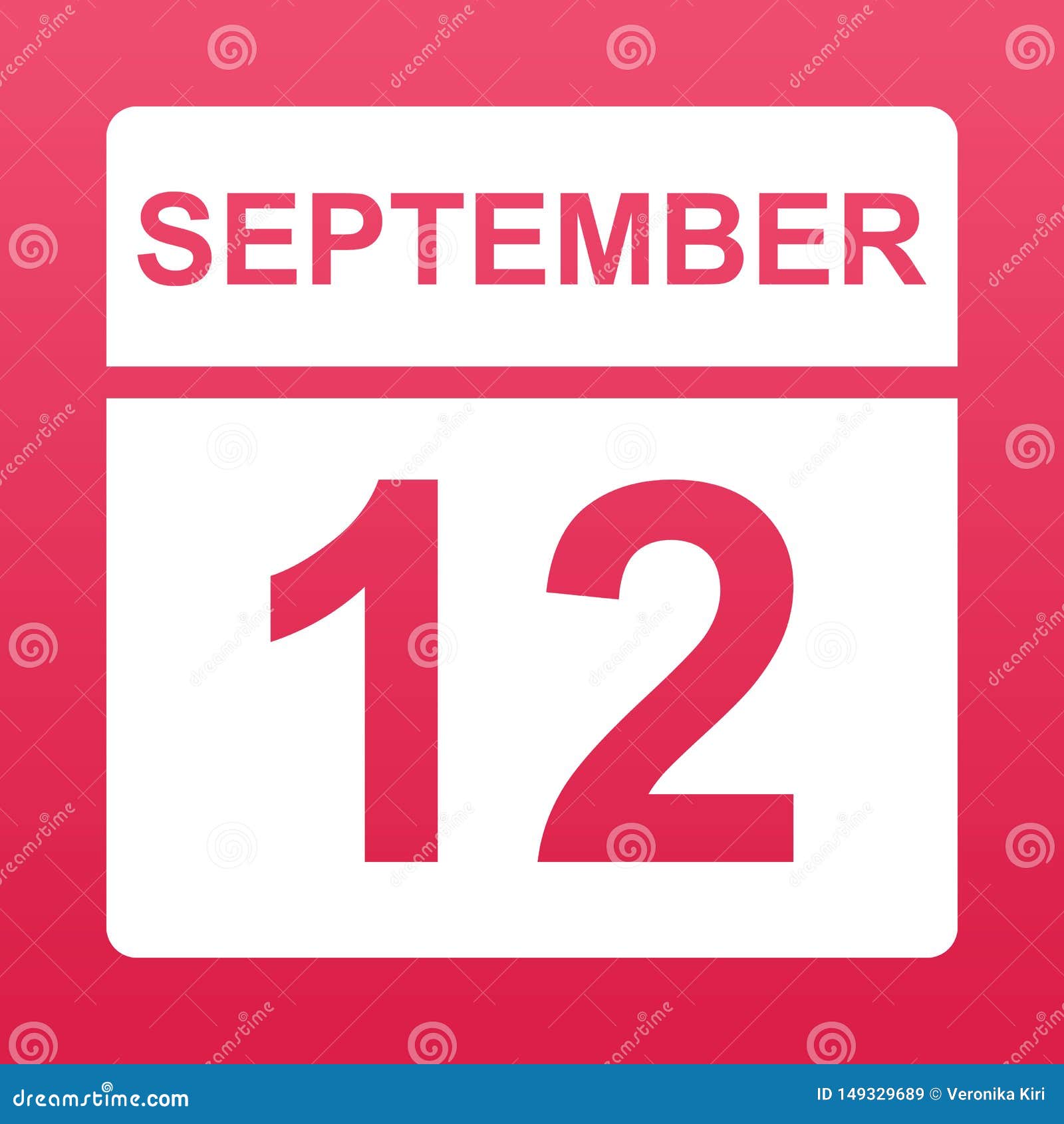 September 12. White Calendar On A Colored Background. Day On The
