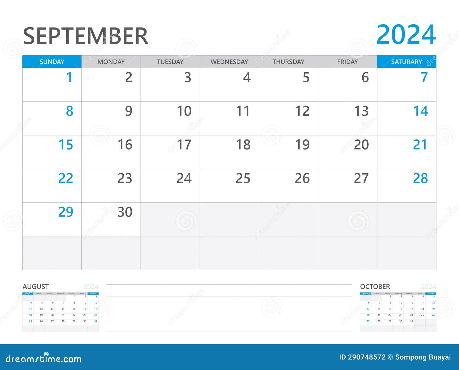 september 2024 year, calendar planner 2024 and set of 12 months, week start on sunday. desk calendar 2024 , simple and clean