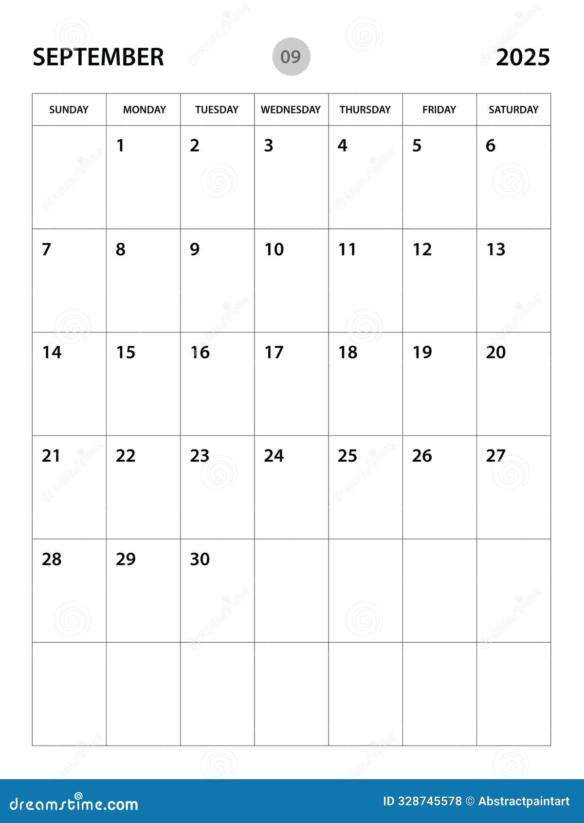 September 2025 Template - Calendar 2025 Template Vector, Planner ...