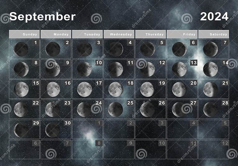 Septembre 2024 Lunaire Calendrier Lunaire Cycles Lune Illustration