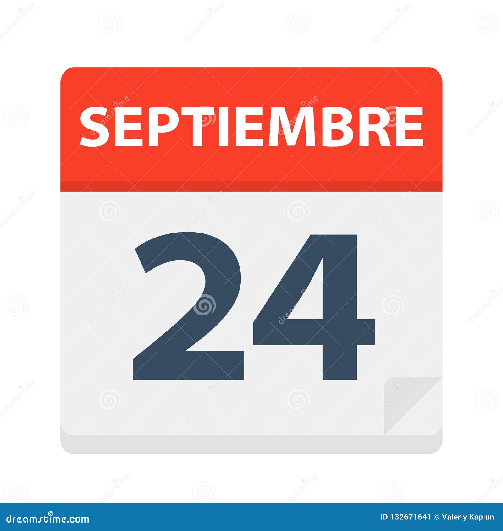 septiembre 24 - calendar icon - september 24.   of spanish calendar leaf