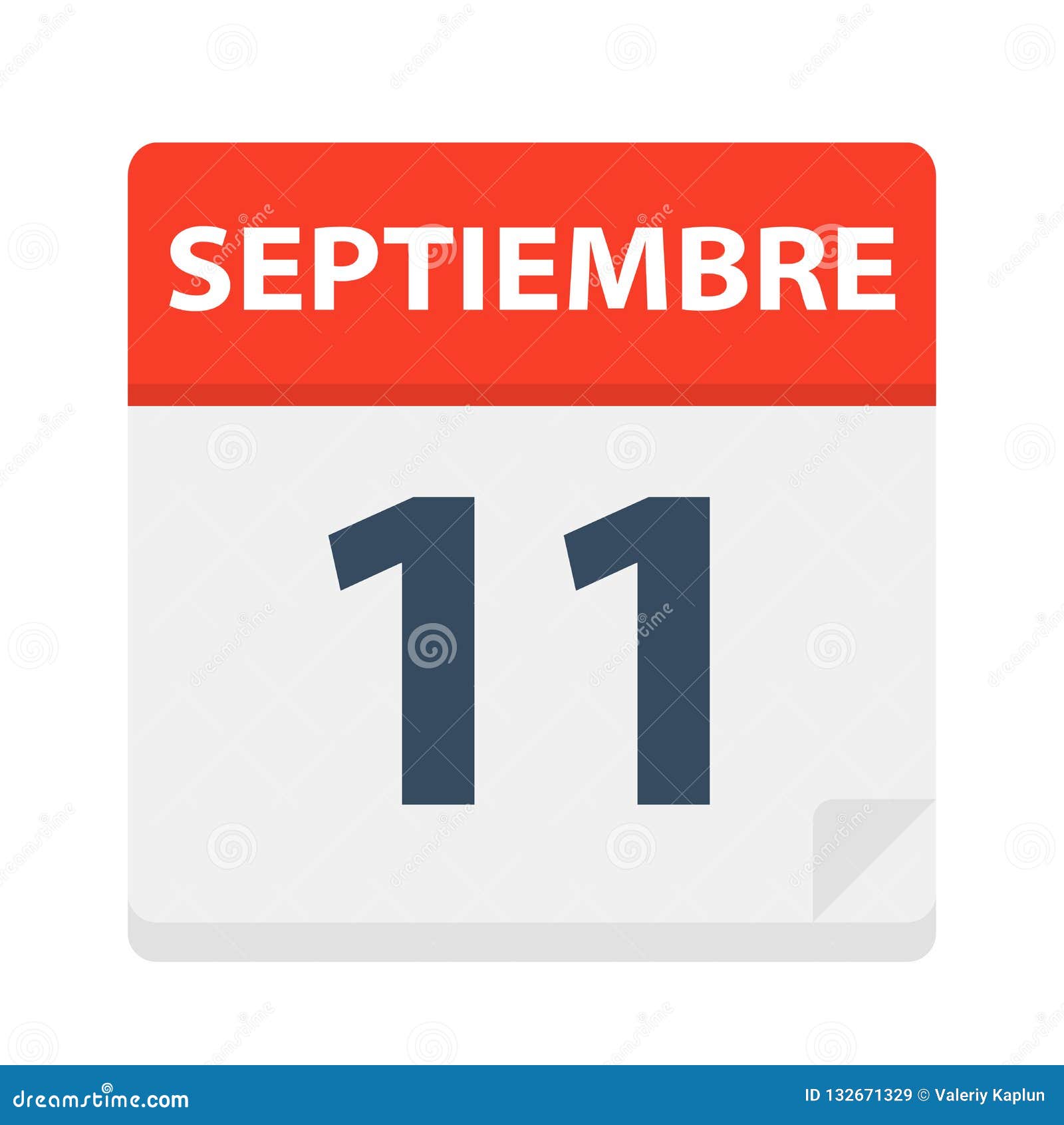 septiembre 11 - calendar icon - september 11.   of spanish calendar leaf