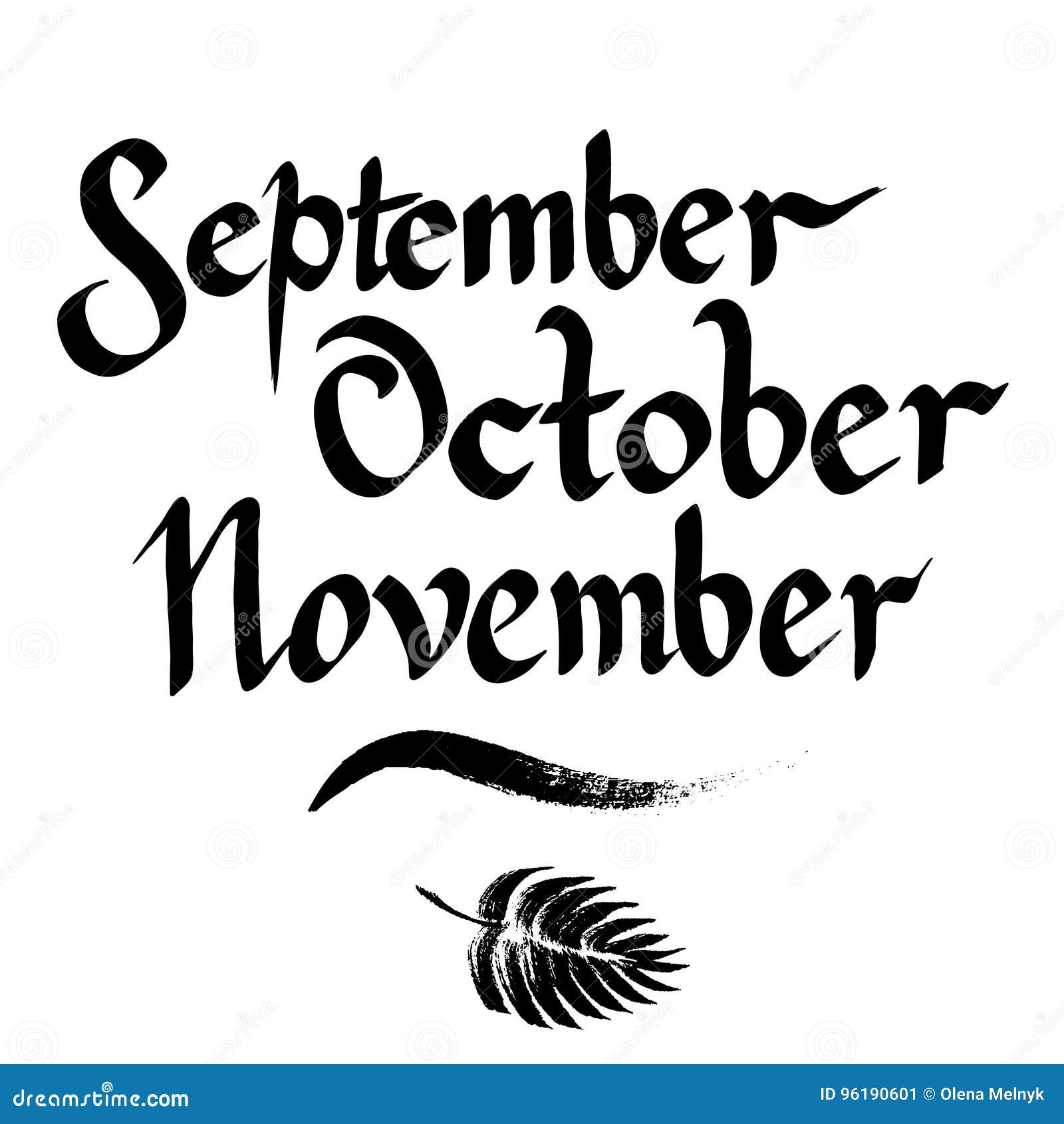 Septiembre, Octubre, Noviembre, Letras Dibujadas Mano Del Vector  Ilustración del Vector - Ilustración de septiembre, fondo: 96190601