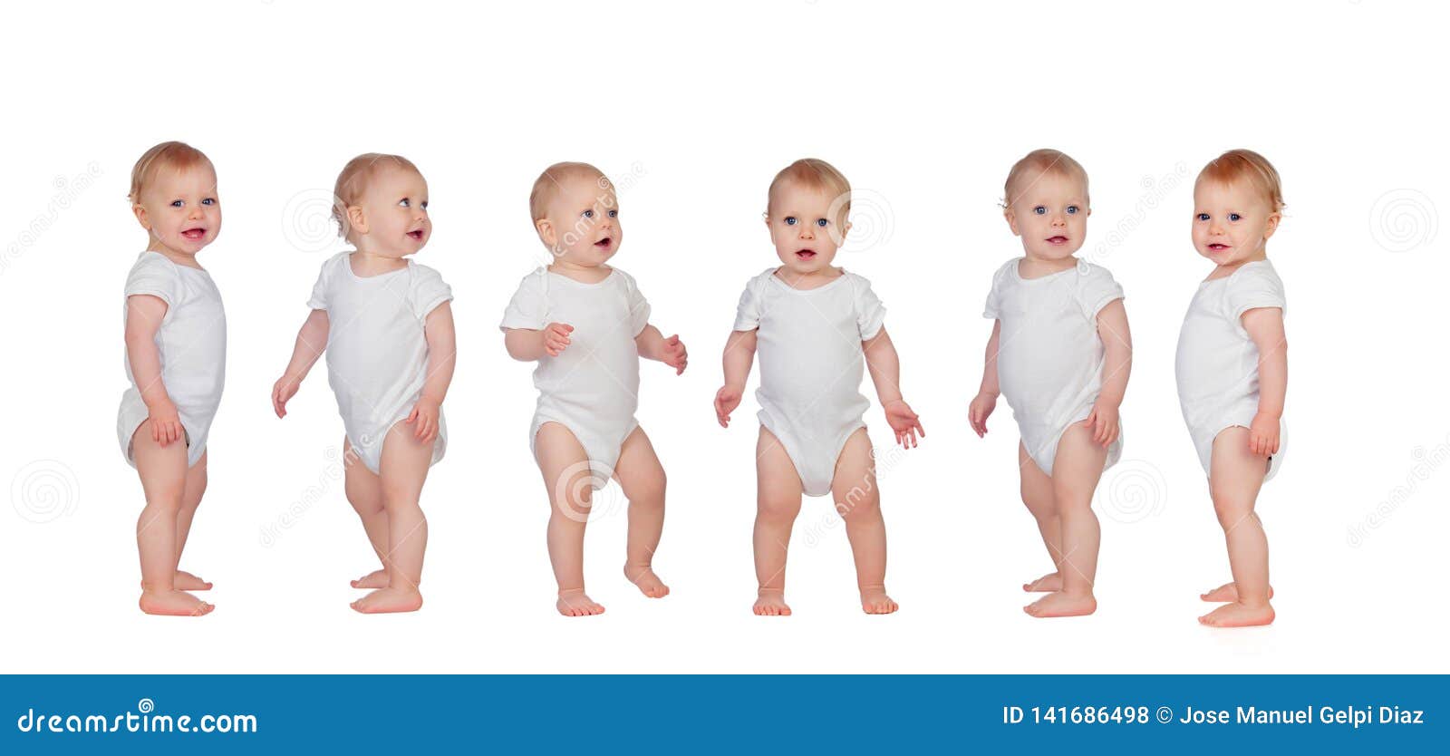 Sequence of a Babies Standing in Underwear Stock Photo Image of