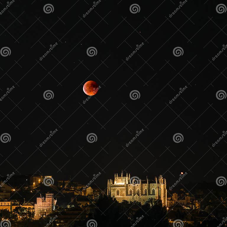 Eclipse on Toledo stock image. Image of building, blue 144693487