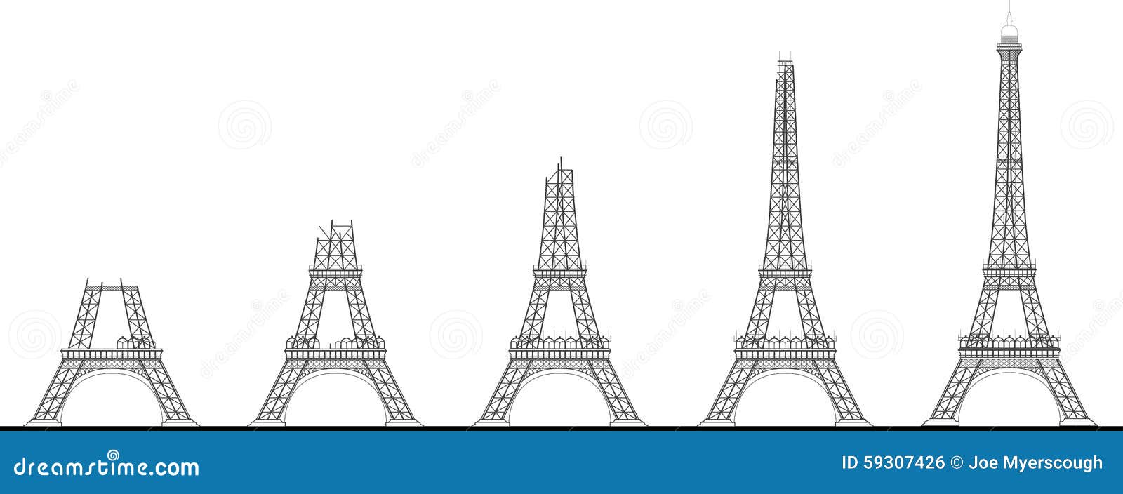 Sequenza Della Costruzione Della Torre Eiffel Illustrazione Di Stock Illustrazione Di Romantico Illustrator
