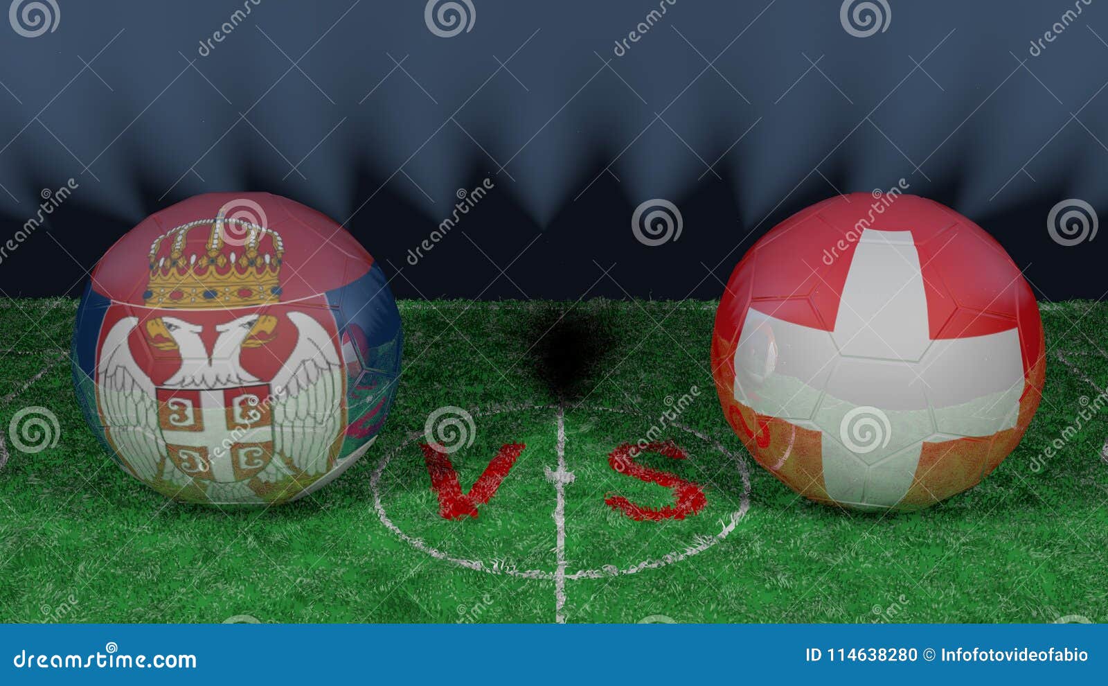 Serbia Versus Switzerland. 2018 FIFA World Cup.Original 3D Image. Stock