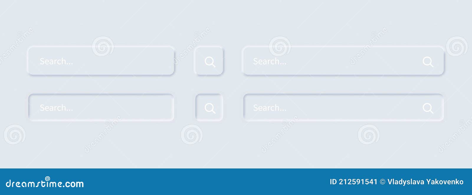 serch bar icon set. browser window. user interface s for mobile app. neumorphism style.  eps 10.  on white