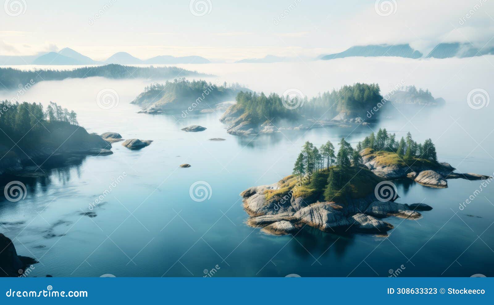 serene archipelago: a whimsical wilderness of fog and islands