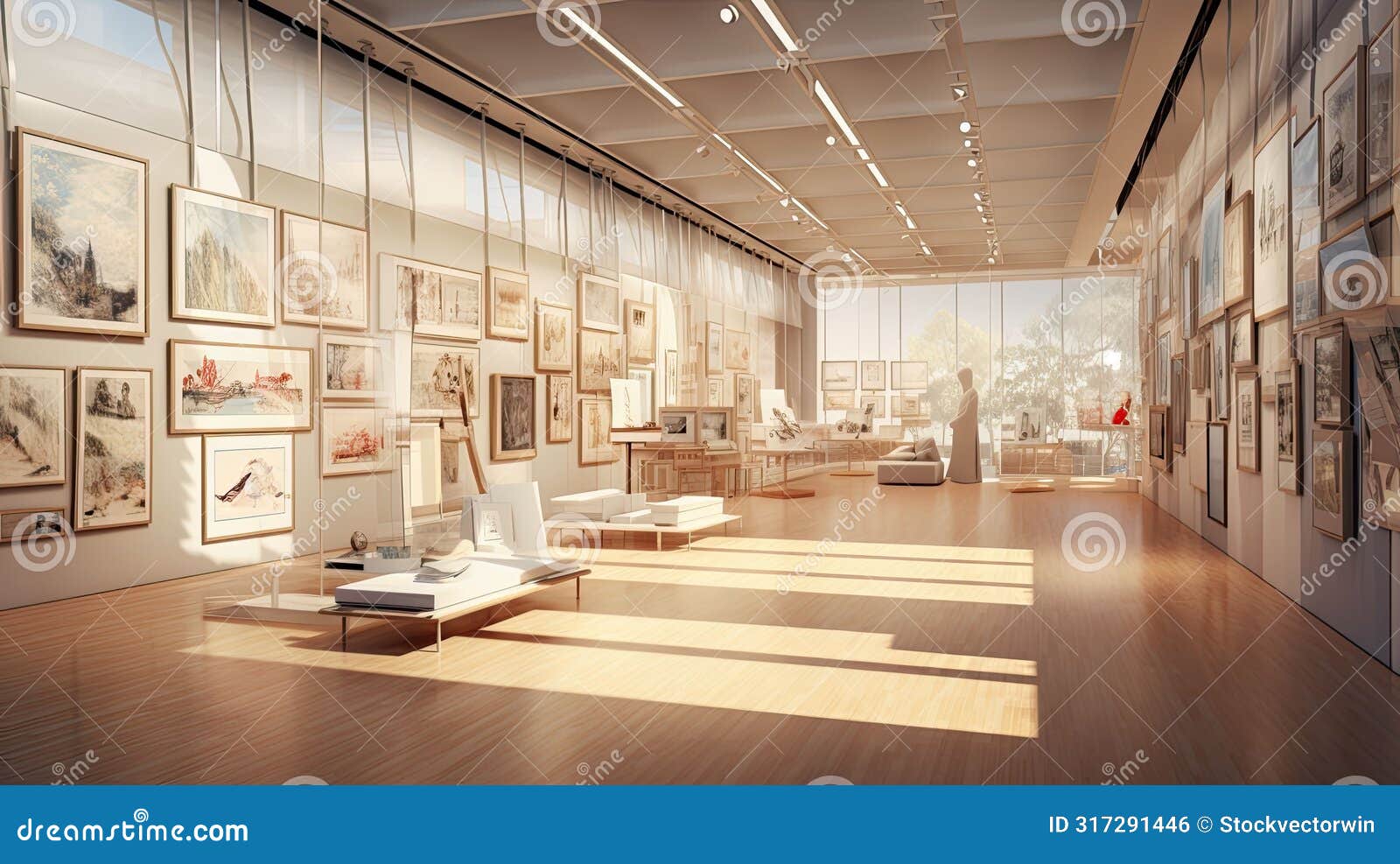 serene art gallery interior