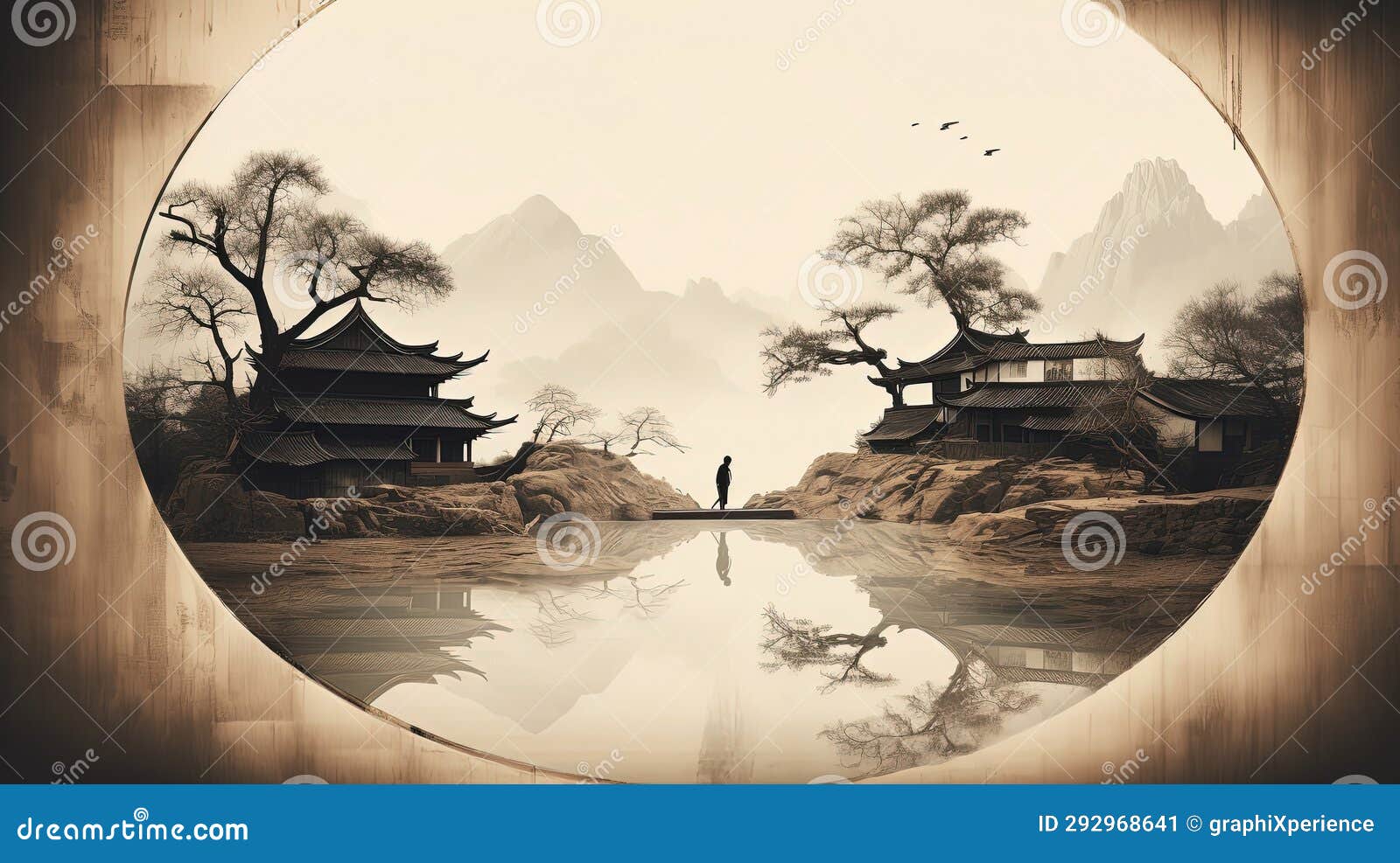 serene chinese village landscape