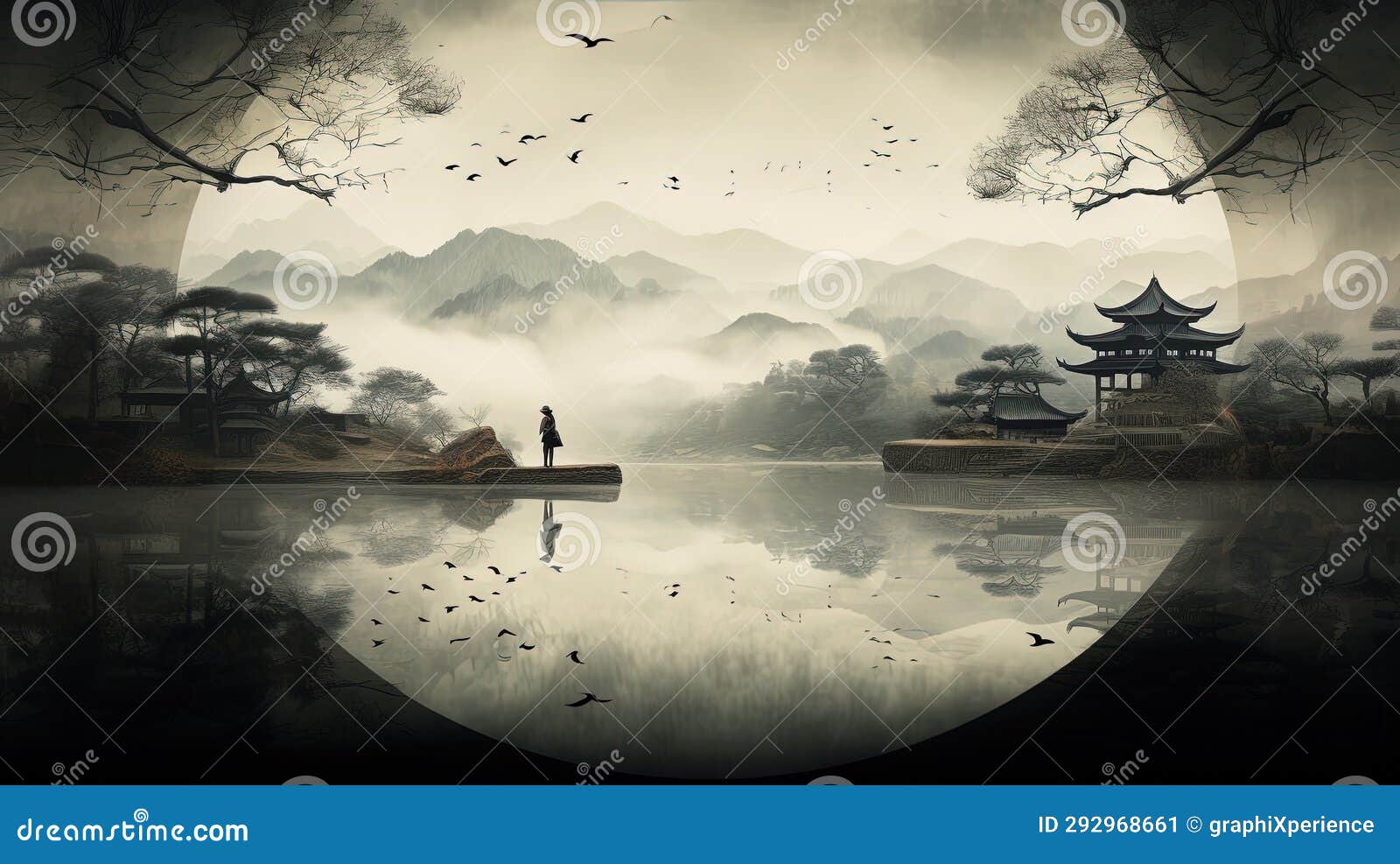 serene chinese village landscape