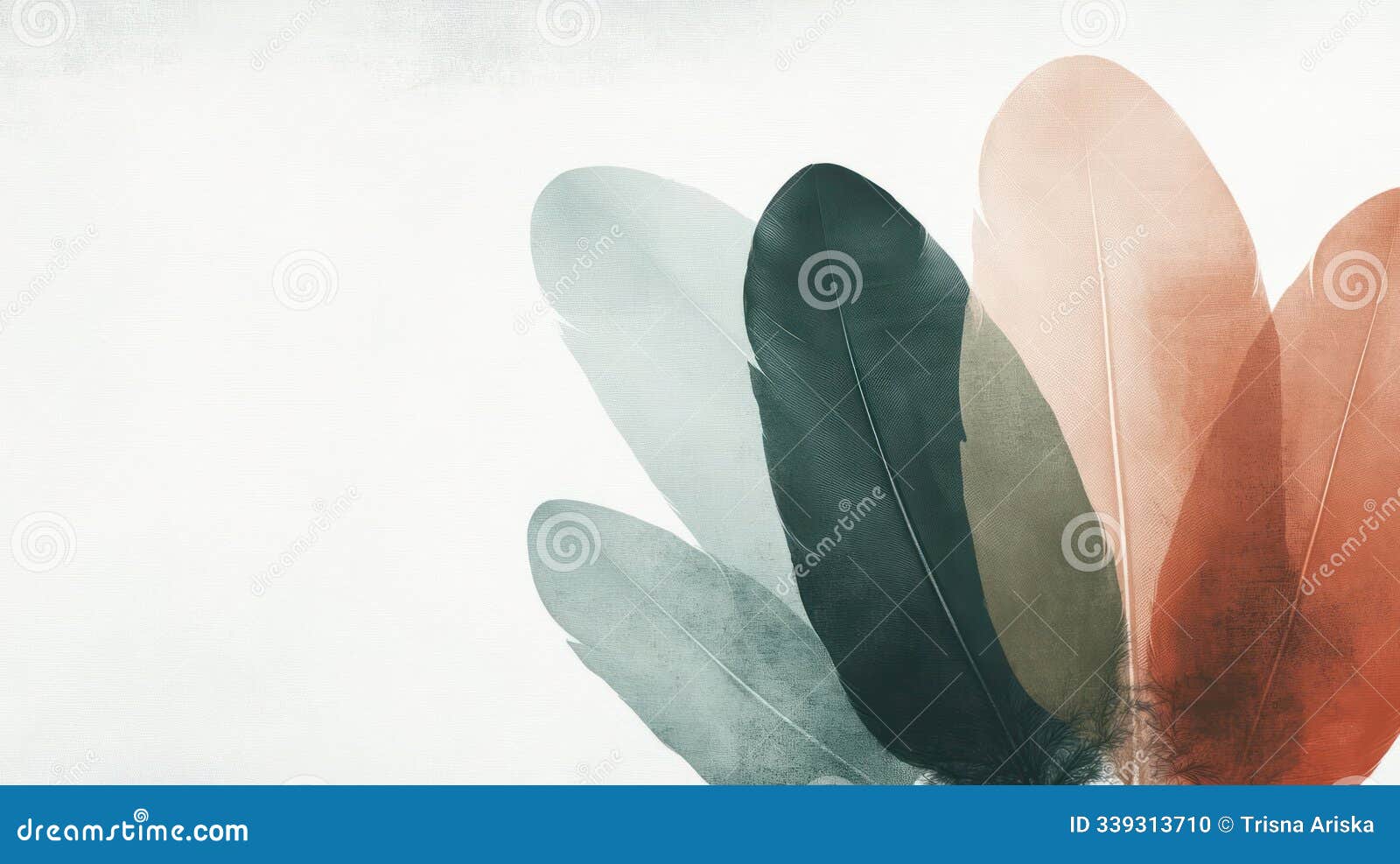 a serene composition featuring softly colored feathers against a light background