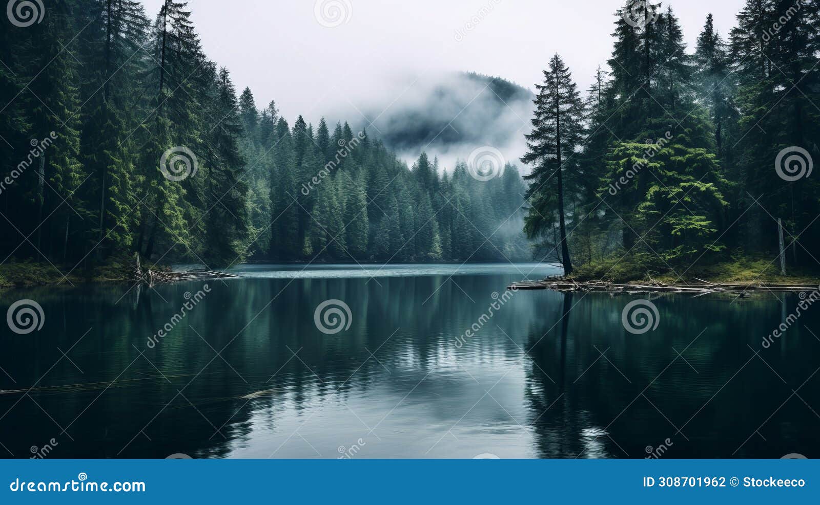 serene crescent lake: a moody atmosphere in 8k resolution