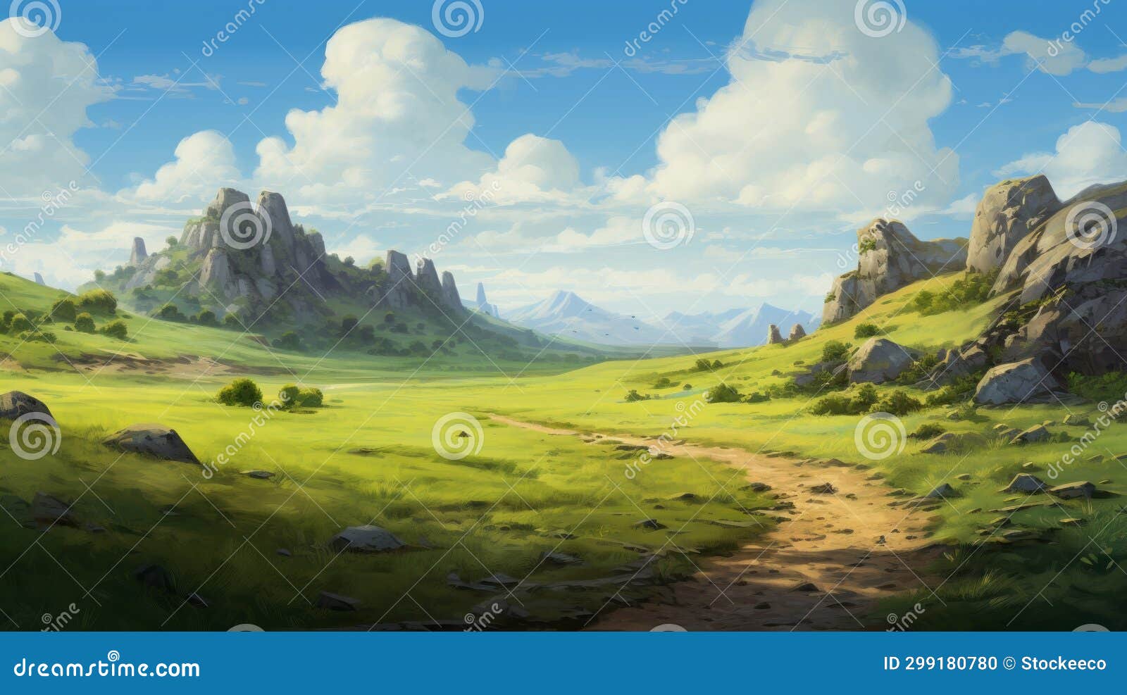 serene forest landscape: a whimsical anime-inspired digital painting