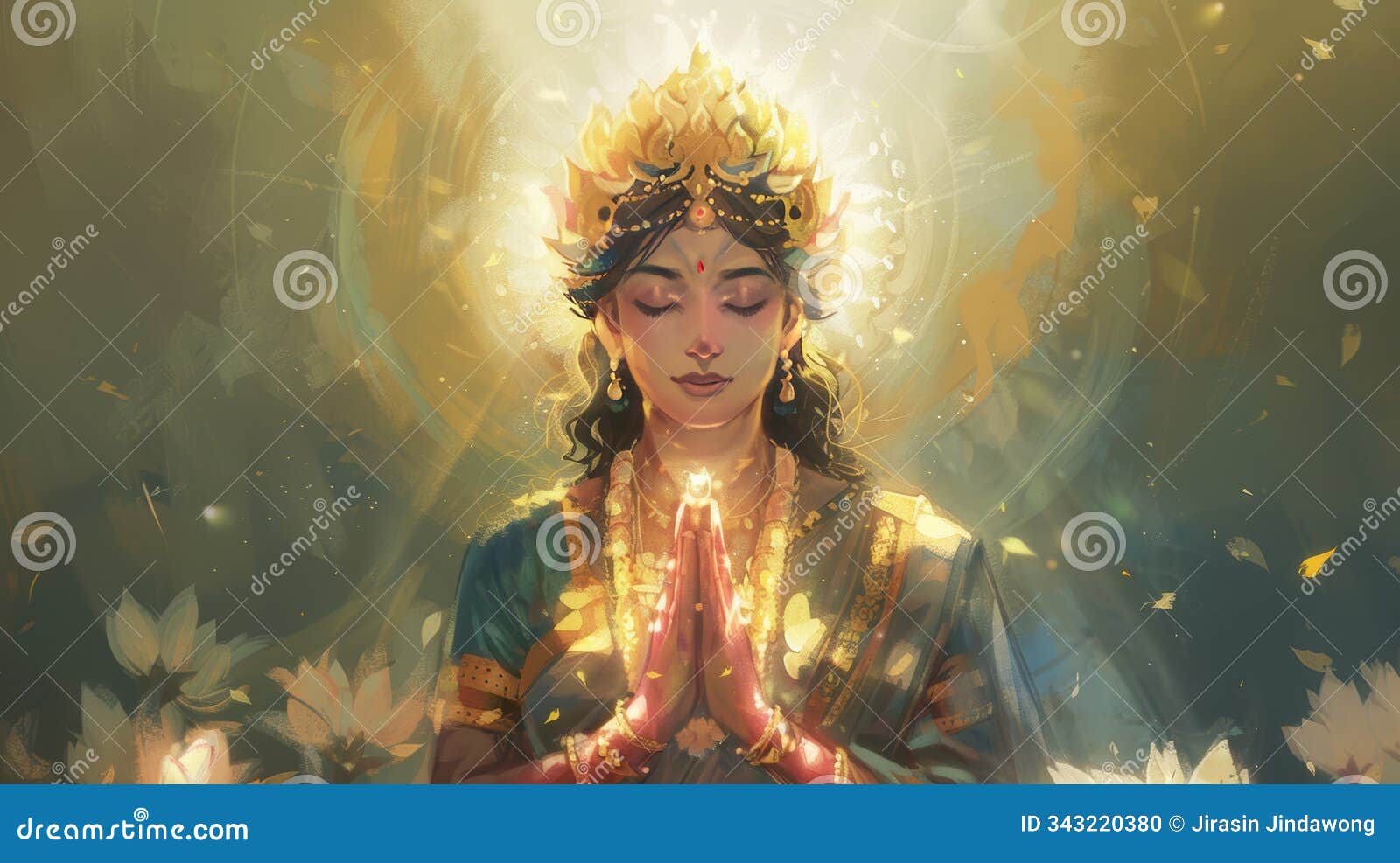 serene goddess bonalu  in soft colors