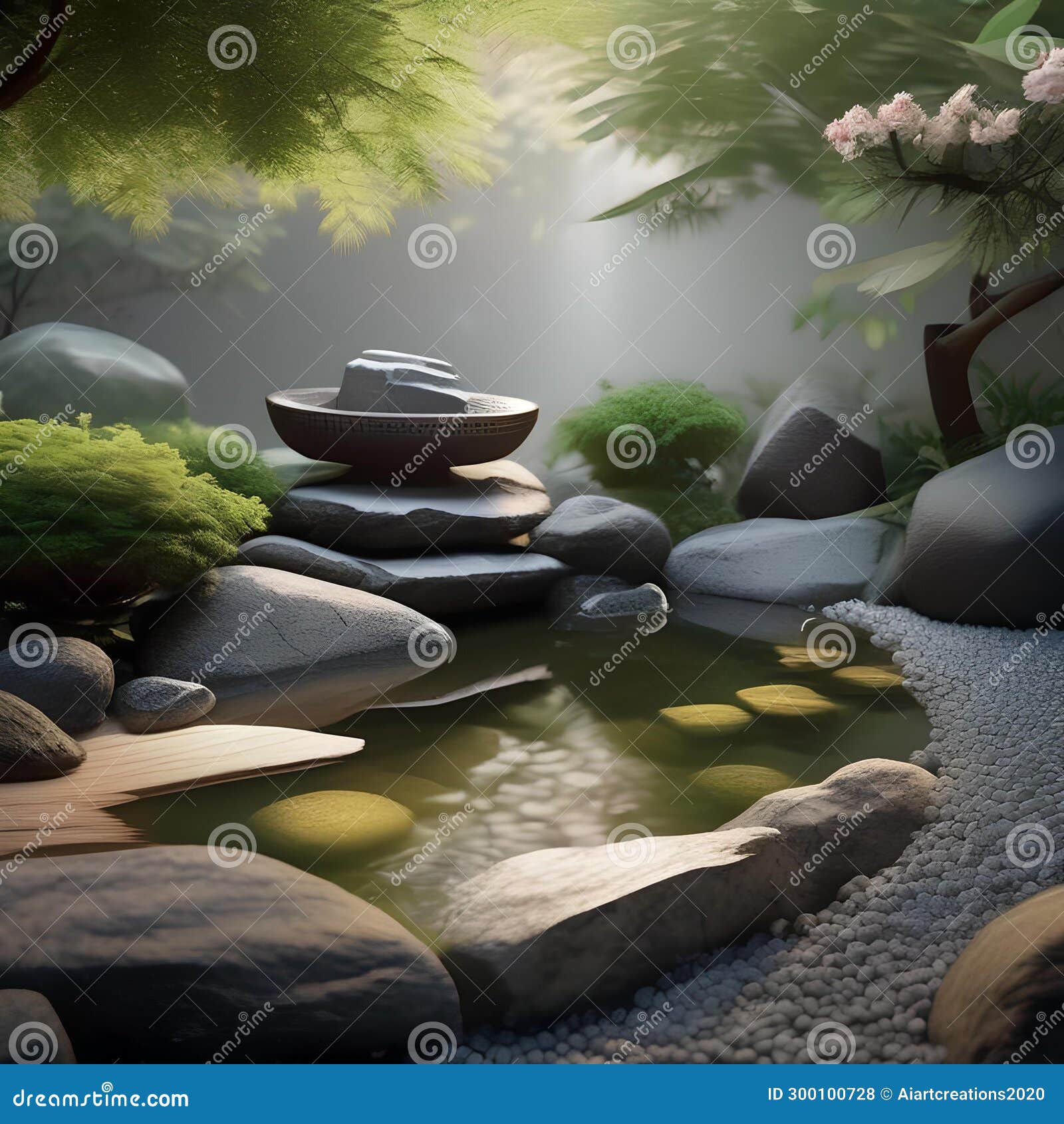 a serene japanese rock garden with carefully placed stones and a contemplative atmosphere1