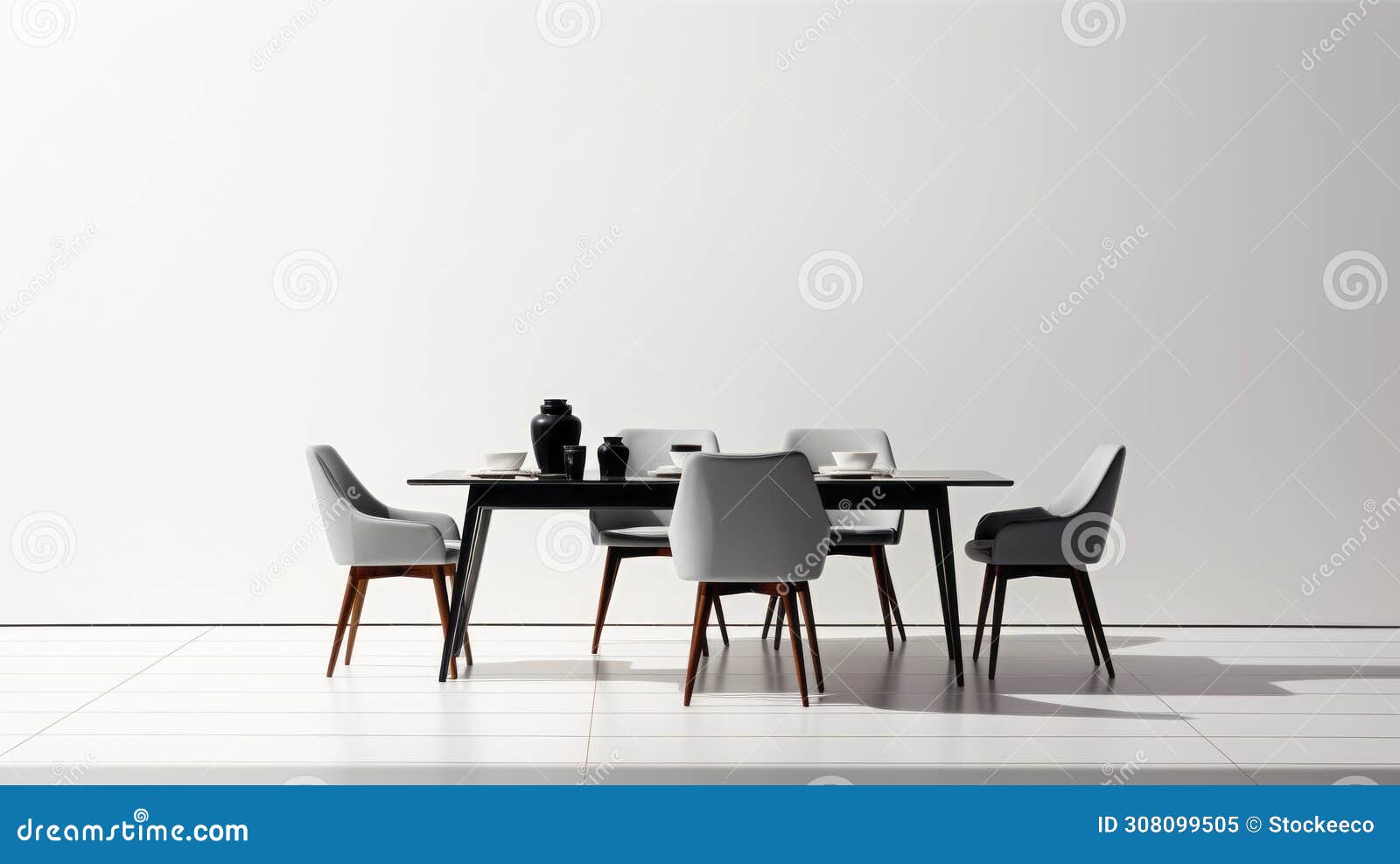 serene minimalism: gray and black dining set with chairs