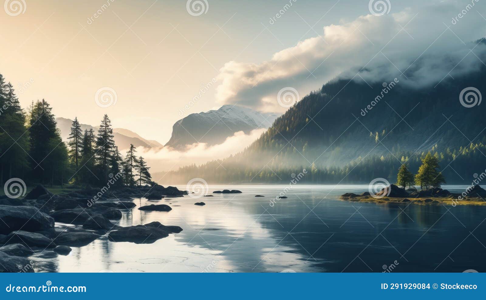 serene mountain lake: a hazy romanticism in 8k resolution