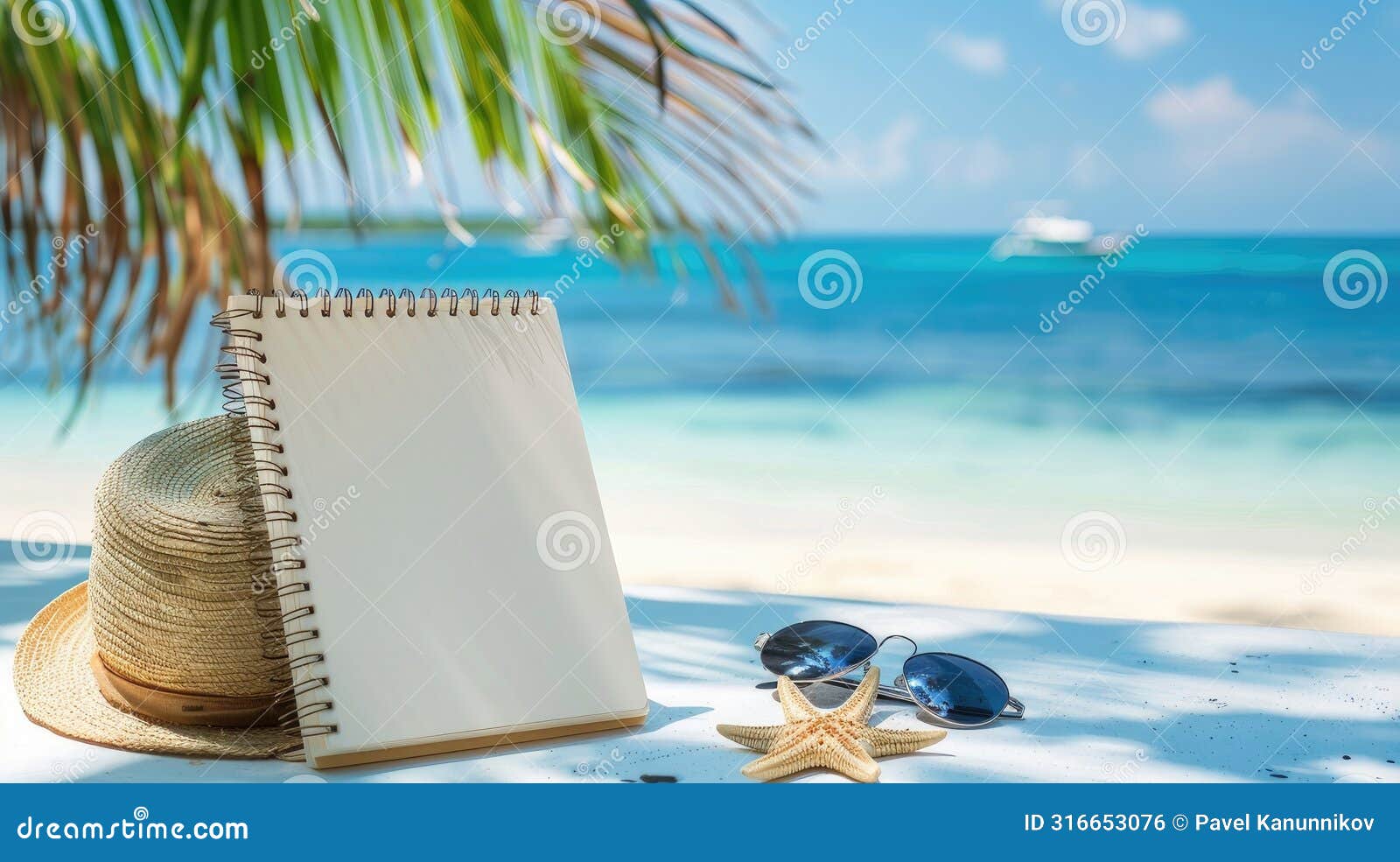 serene musings: notebook on sandy shore