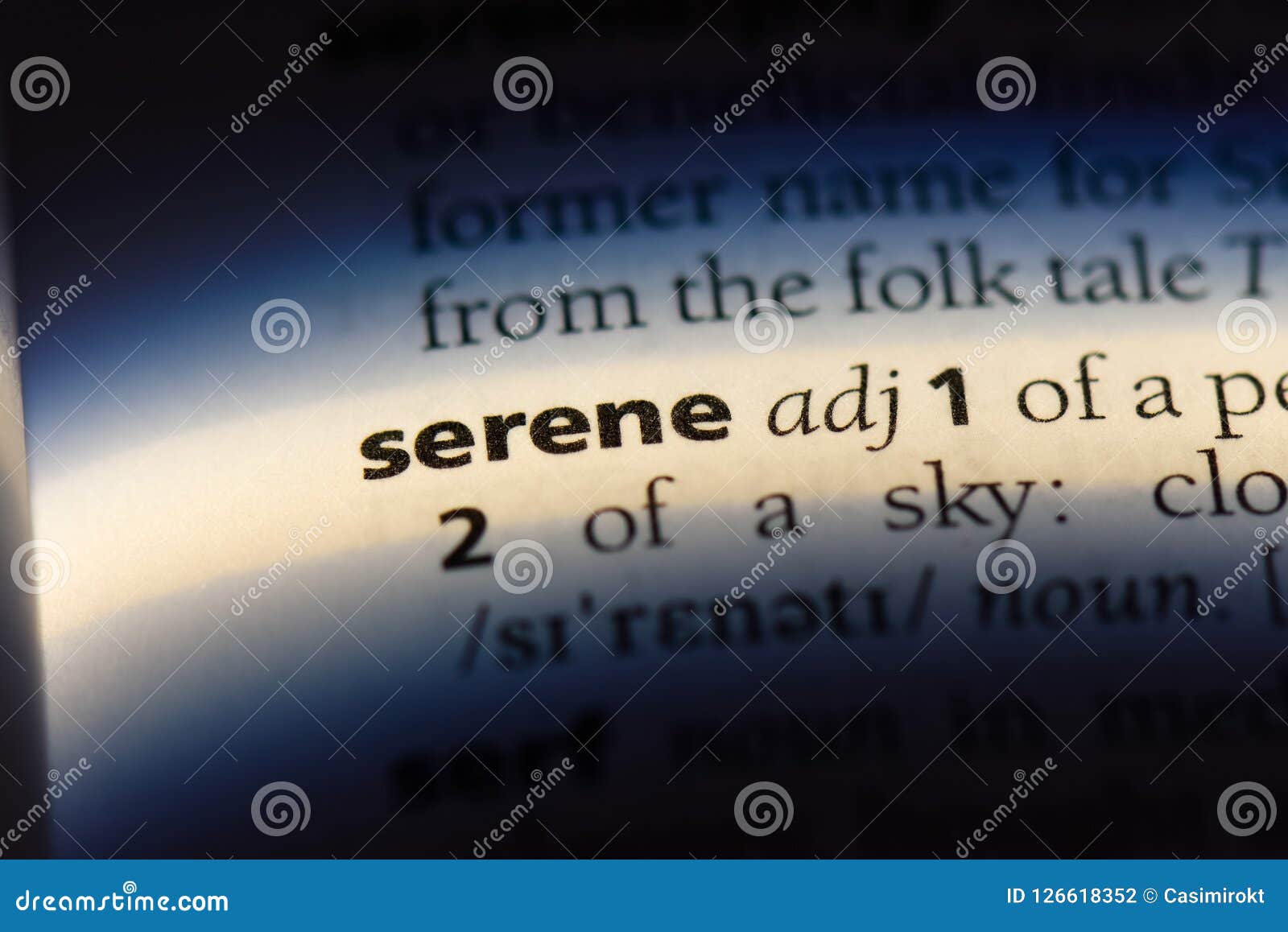 Serene stock photo. Image of dictionary, idea, text 126618352